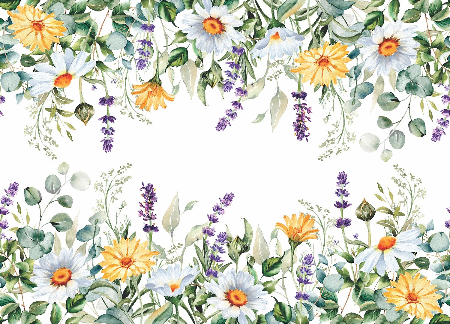 Wildflowers Border Rice Paper- 3 Sheets Printed Mulberry Paper Border 36gsm