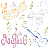 Music Stencil - Mixed Media Piano Guitar Words Musical Notes