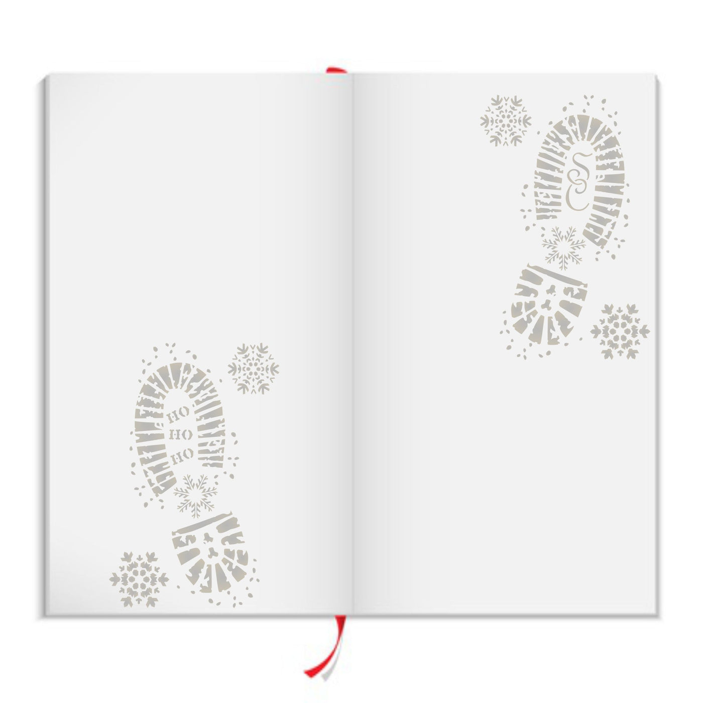 Santas Footprint Stencil - Christmas Decoration Boot Print Snowflakes