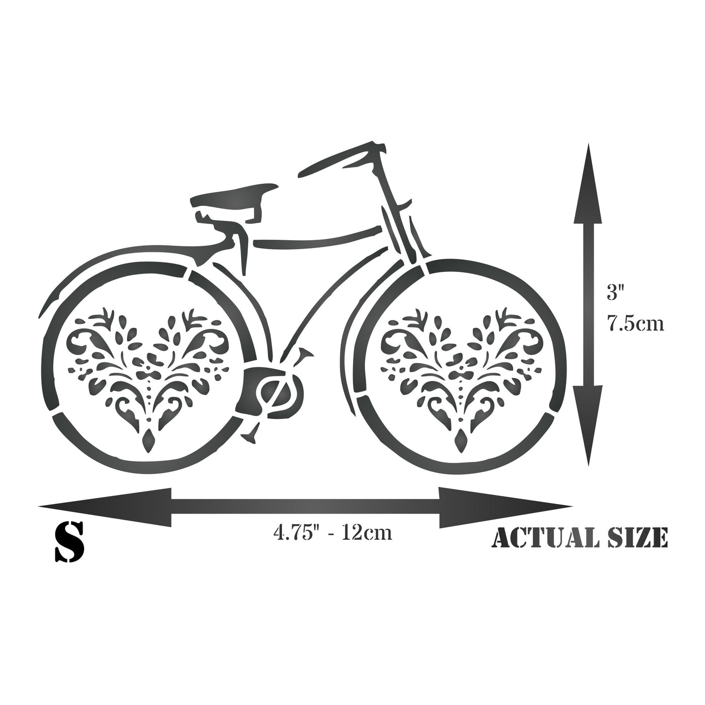 Vintage Bicycle Stencil - Classic Flowery Cycle Design