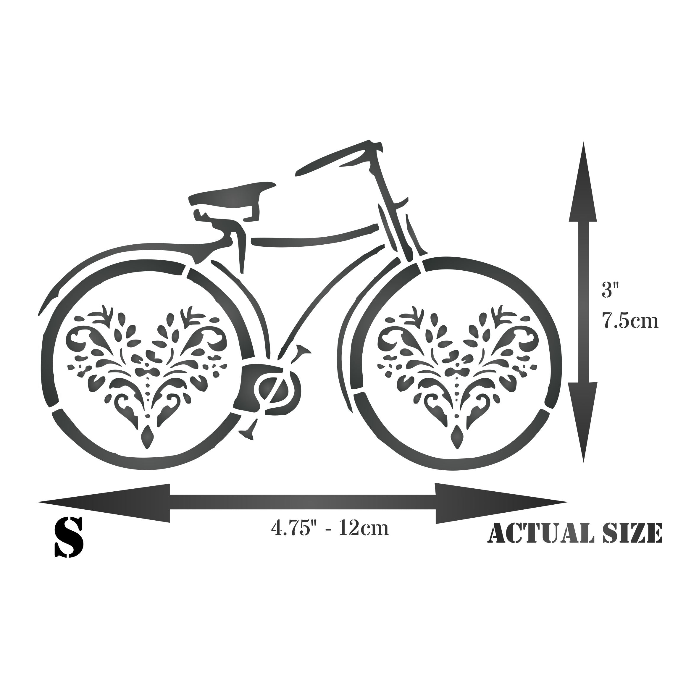 Vintage Bicycle Stencil - Classic Flowery Cycle Design