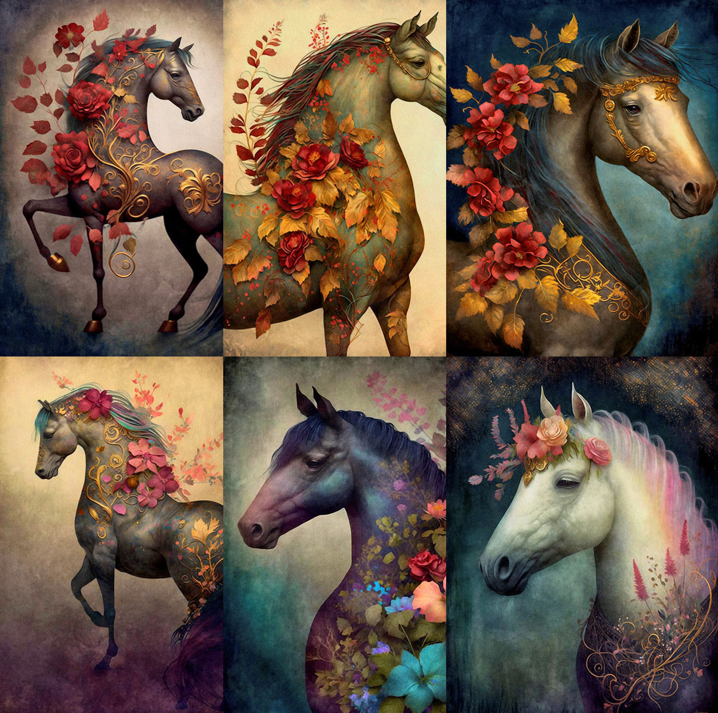 Horse Decoupage Rice Paper- 6 Unique Printed Mulberry Paper Pages 30gsm