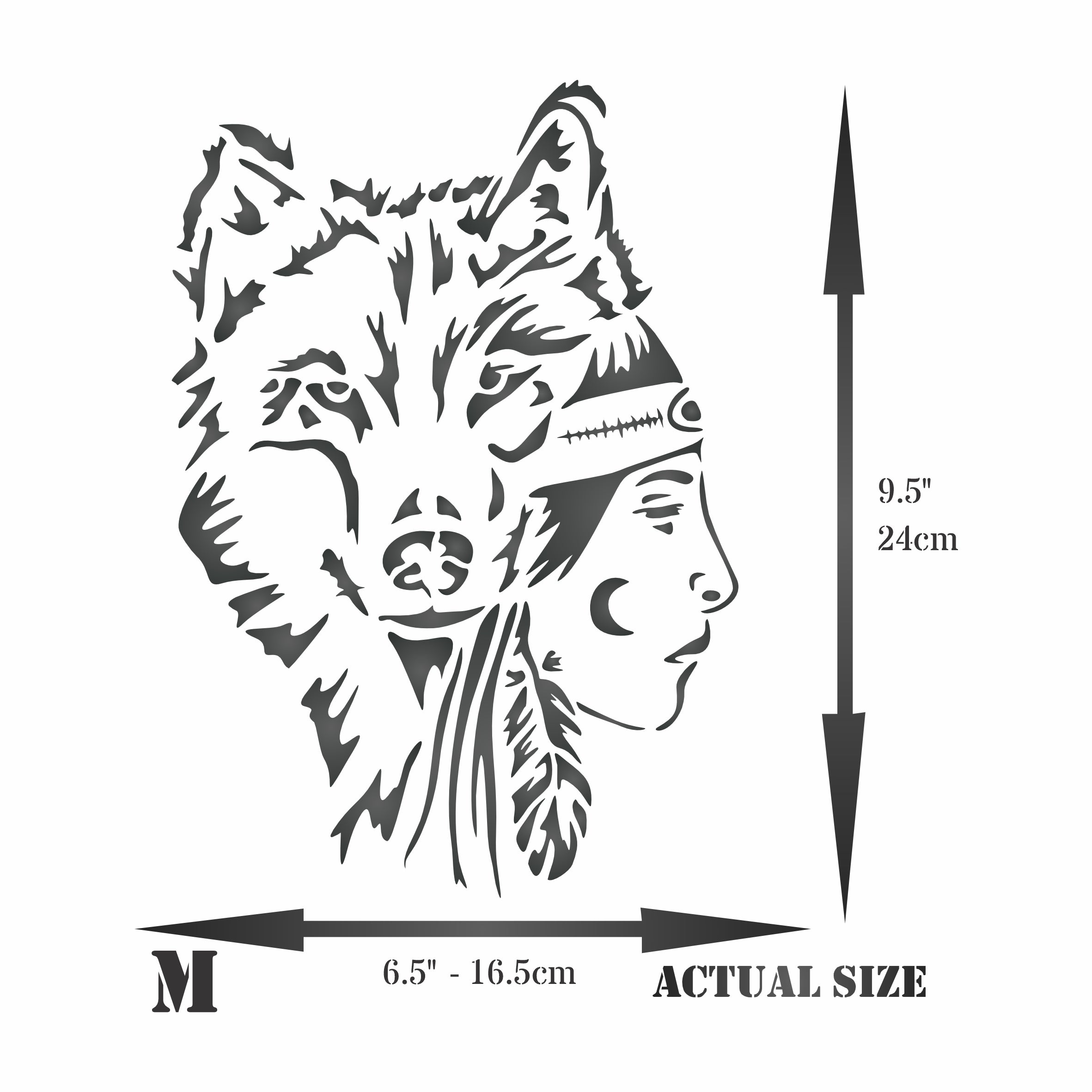 Wolf Girl Stencil - Native American Protectors of Souls Spirit Guide