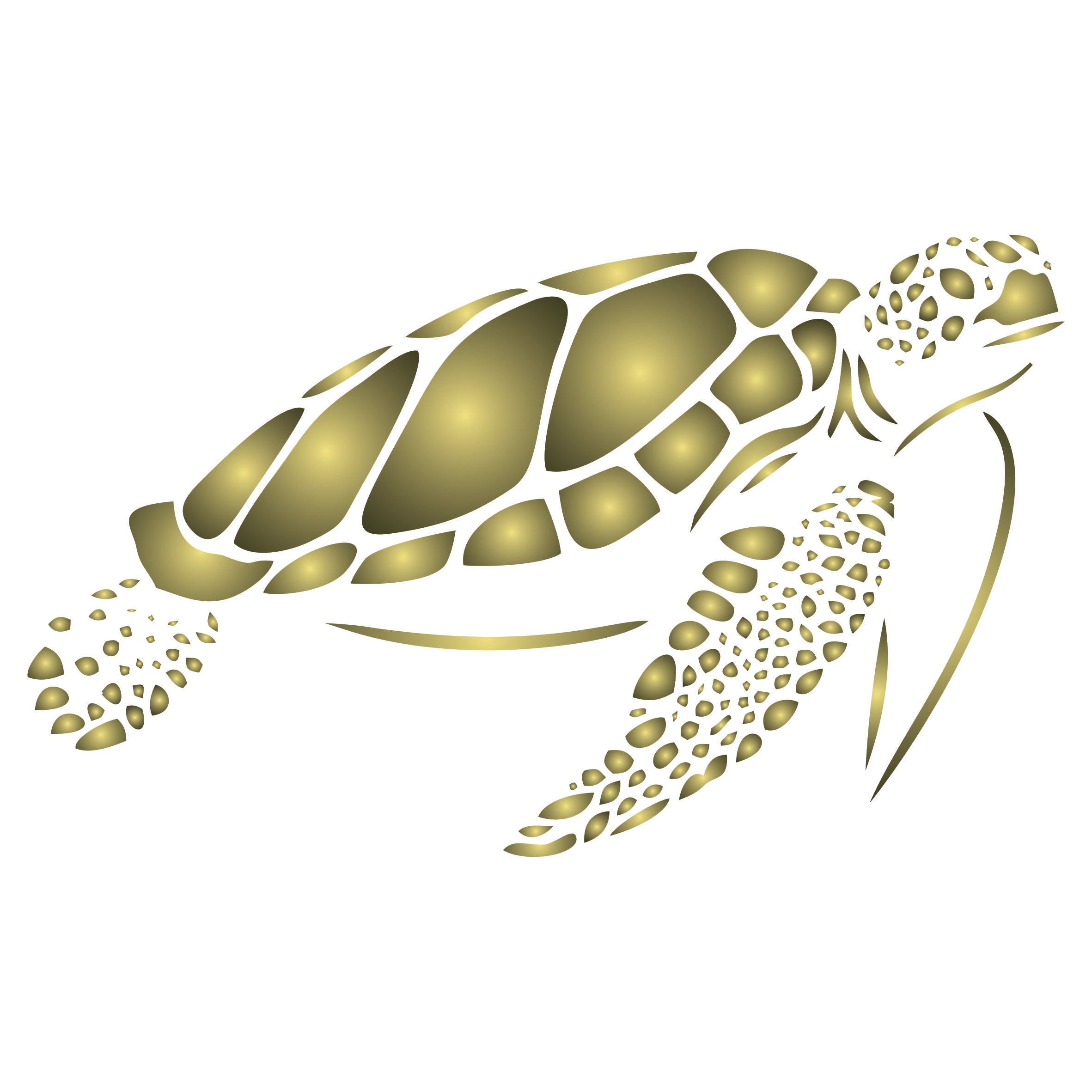 Sea Turtle Stencil - Sea Ocean Nautical Seashore Reef Fish