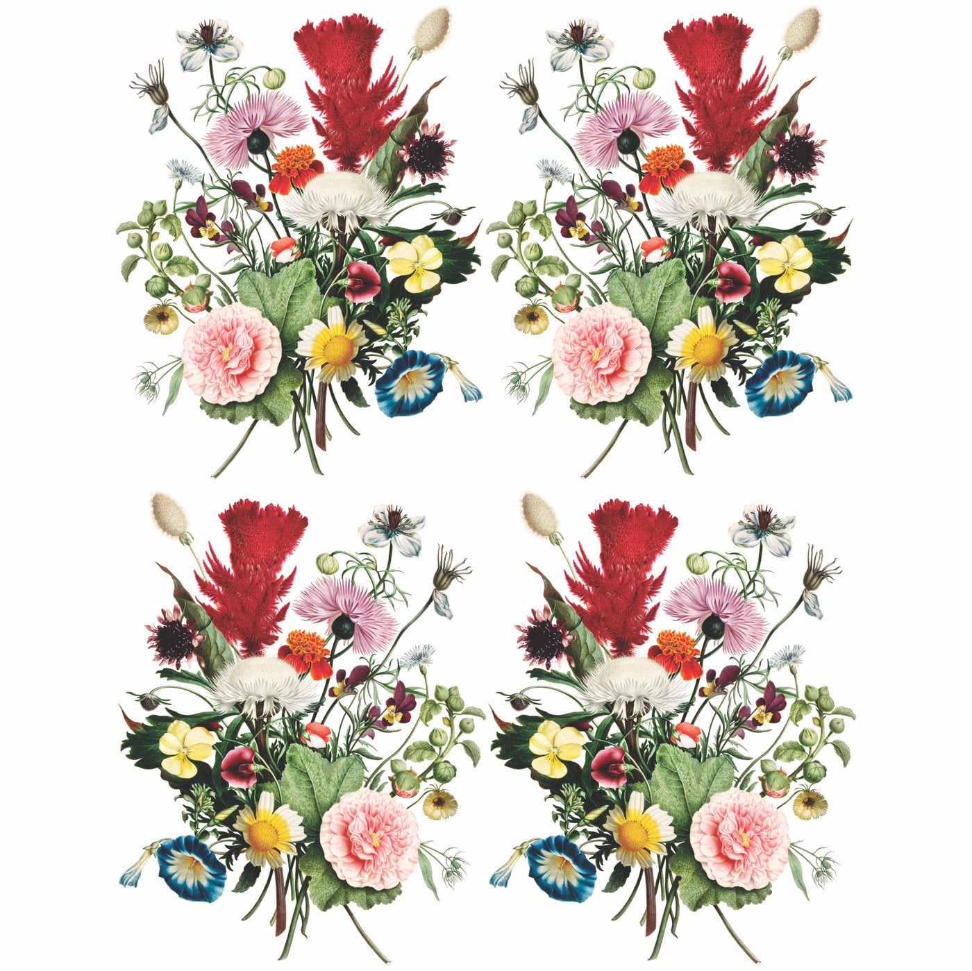 Vintage Bouquet Rice Paper- 6x 1 Bouquet Printed in 2 Sizes on 30gsm