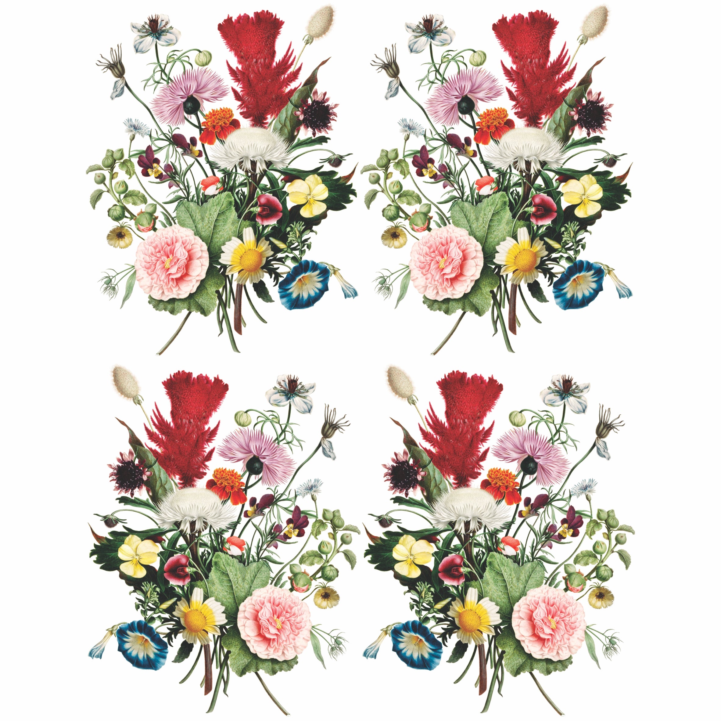 Vintage Bouquet Rice Paper- 6x 1 Bouquet Printed in 2 Sizes on 30gsm