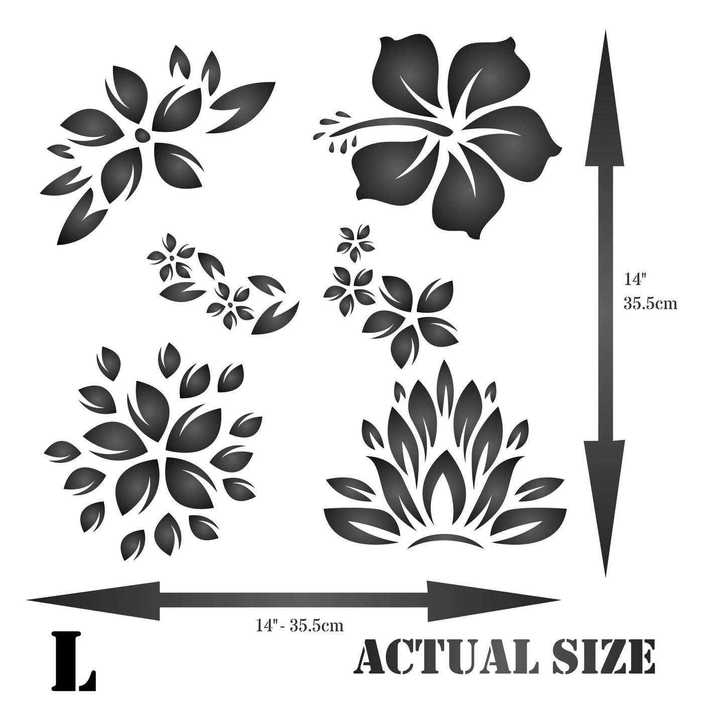 Tropical Flowers Stencil - Allover Tropical Flower Pattern Template