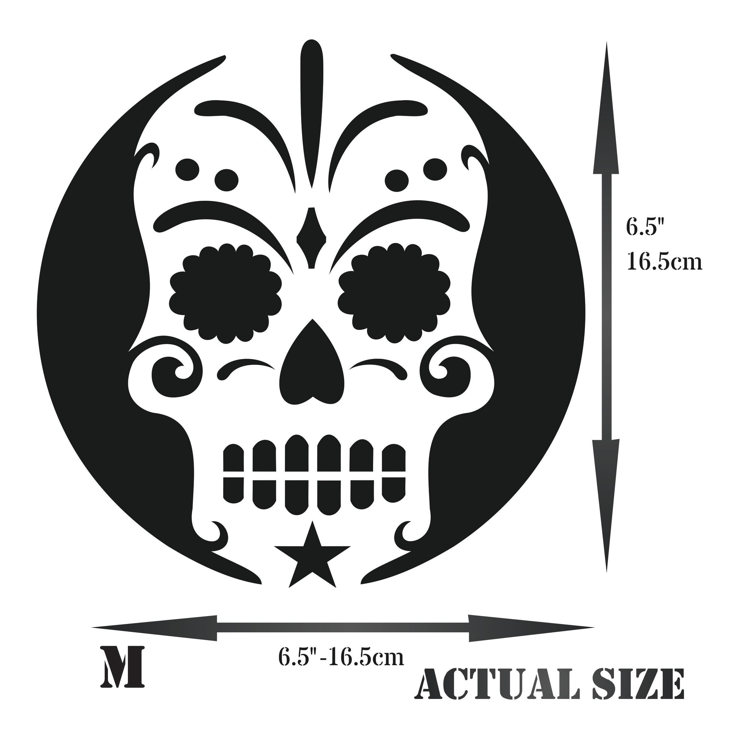 Halloween Sugar Skull Stencil - Scary Day of The Dead Skull Decorative