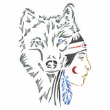 Wolf Girl Stencil - Native American Protectors of Souls Spirit Guide