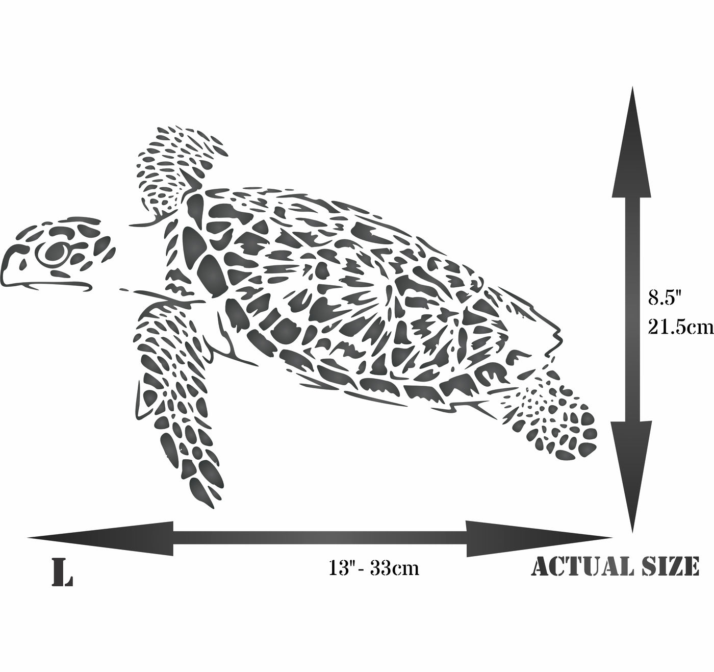 Sea Turtle Stencil - Sea Ocean Nautical Seashore Reef Fish