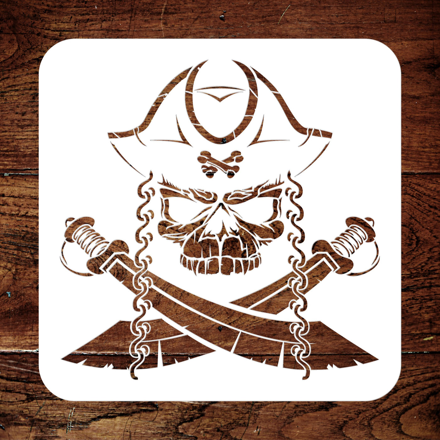 Pirate Skull Stencil - Halloween Pirate Skull and Crossbones Design