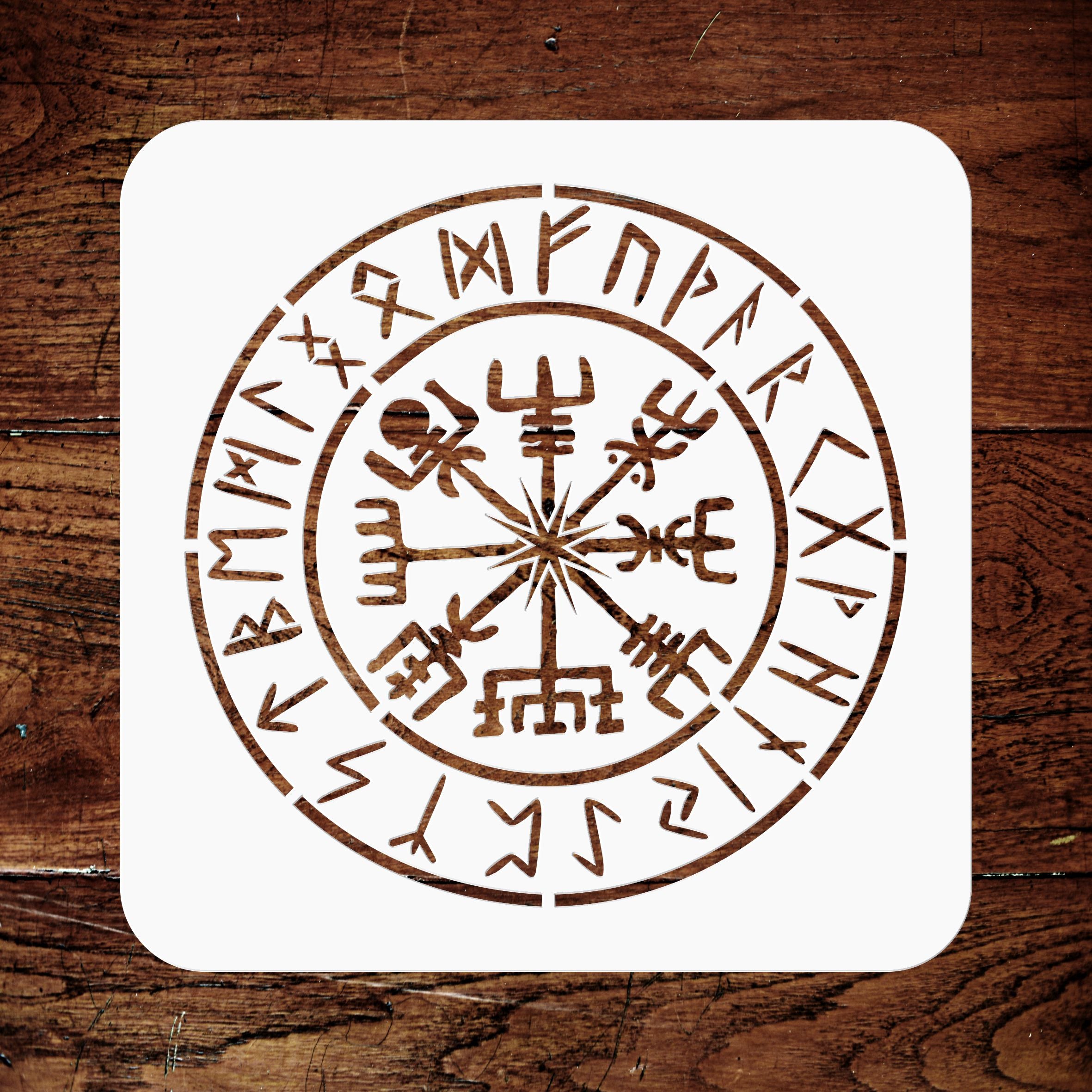 Viking Compass Stencil - Vegvisir Runic Nordic Compass Protection and Guidance