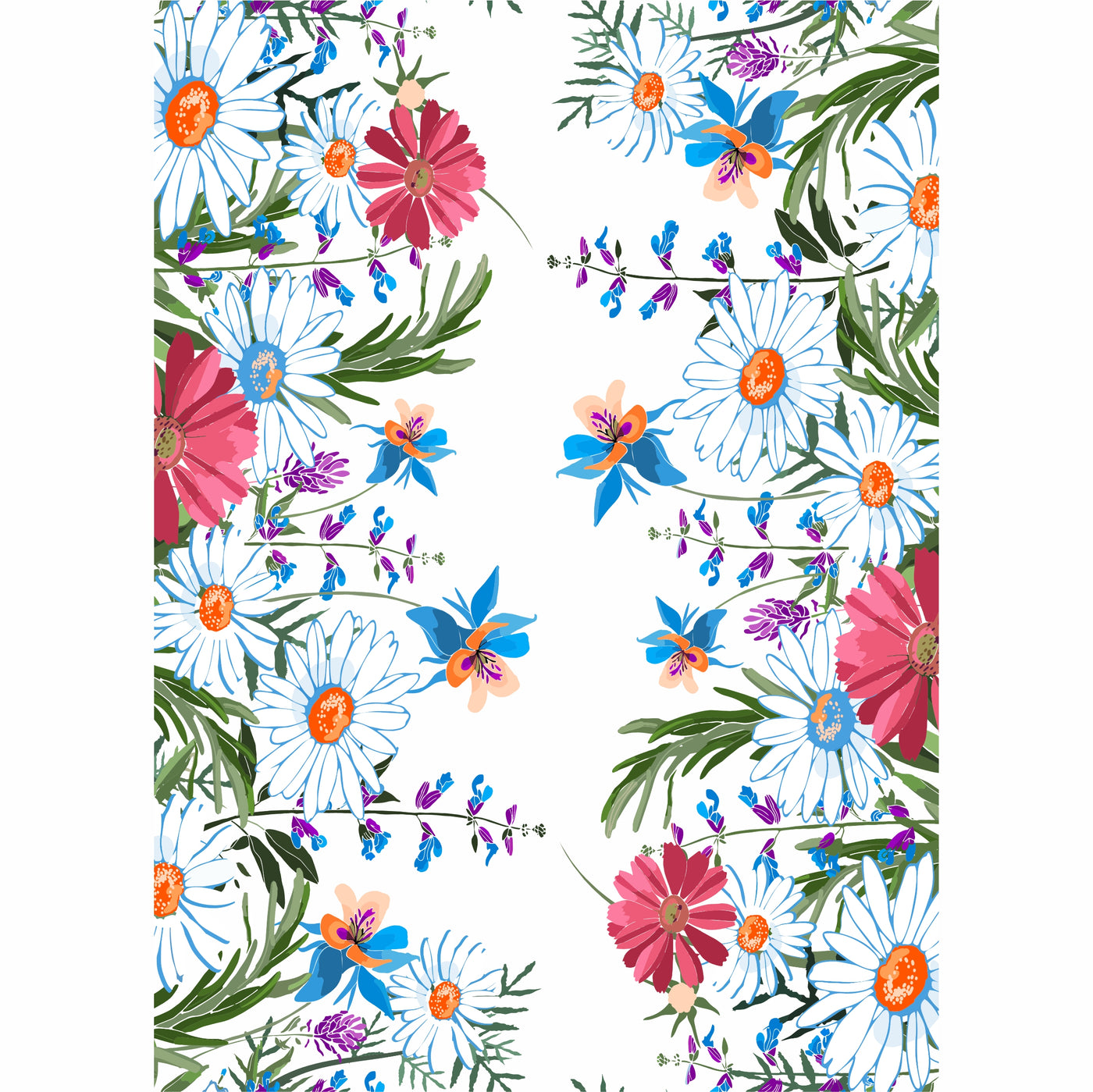 Daisy Border Rice Paper- 3 Sheets Printed Mulberry Paper Border 36gsm