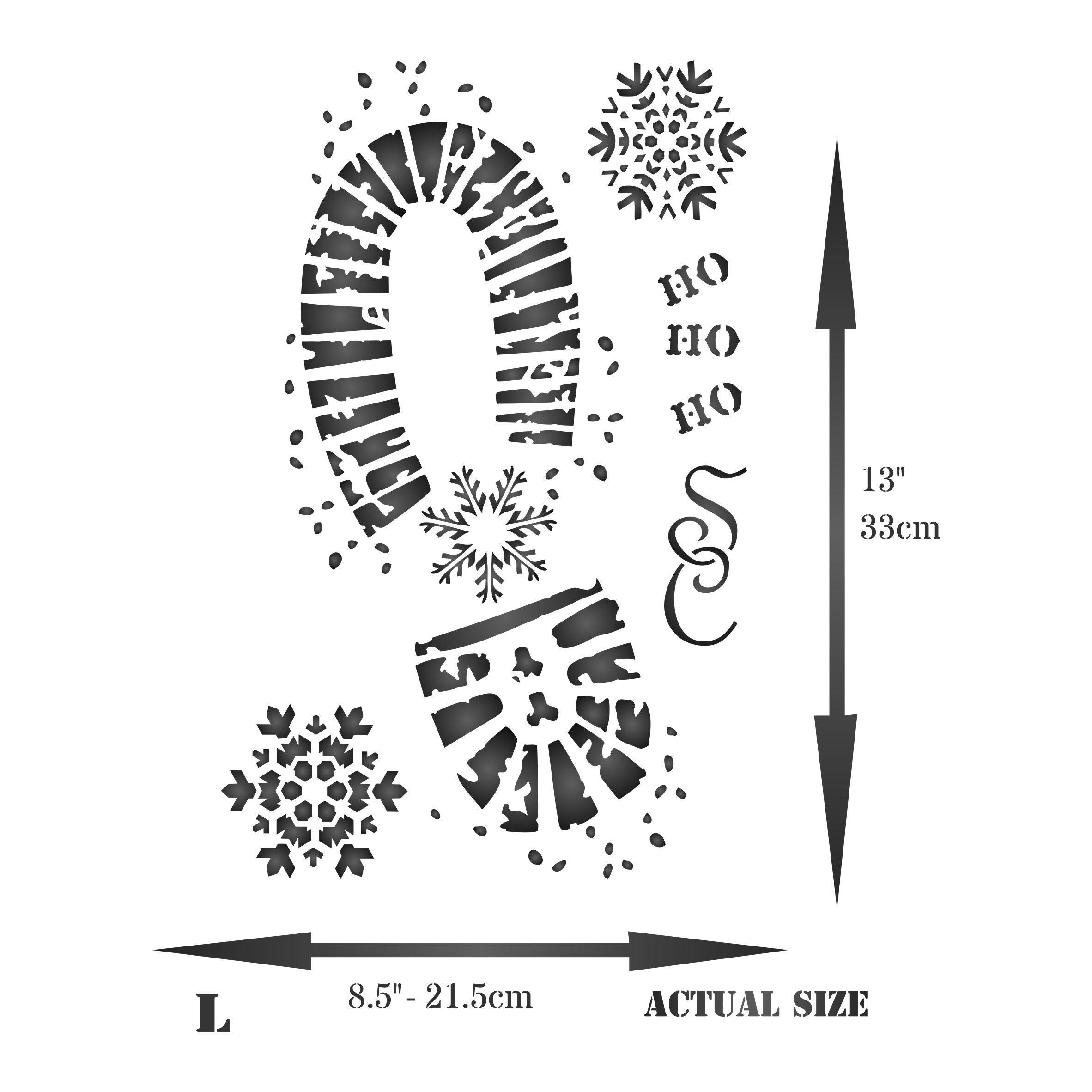 Santas Footprint Stencil - Christmas Decoration Boot Print Snowflakes