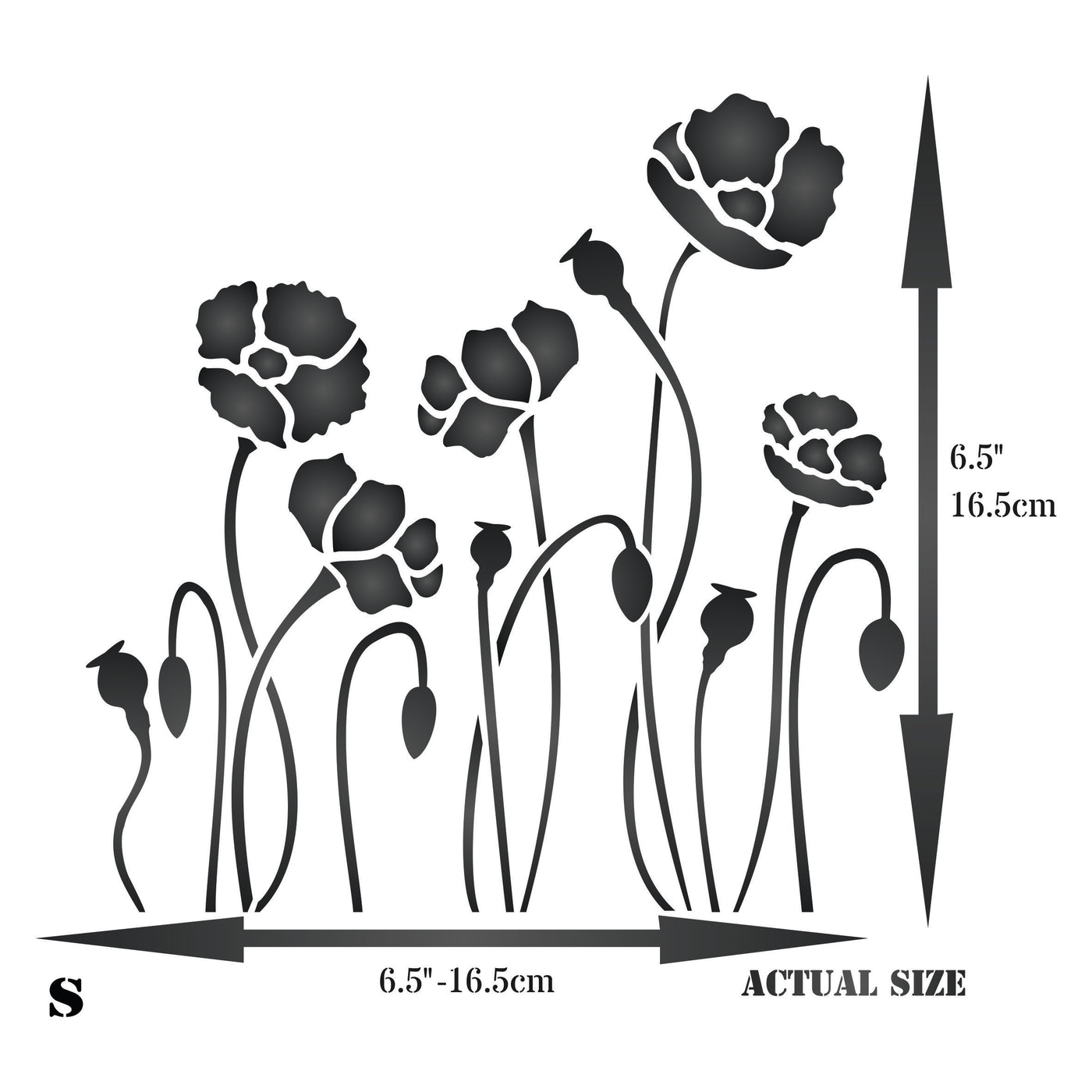 Poppy Field Stencil - Classic Wild Flowers Border