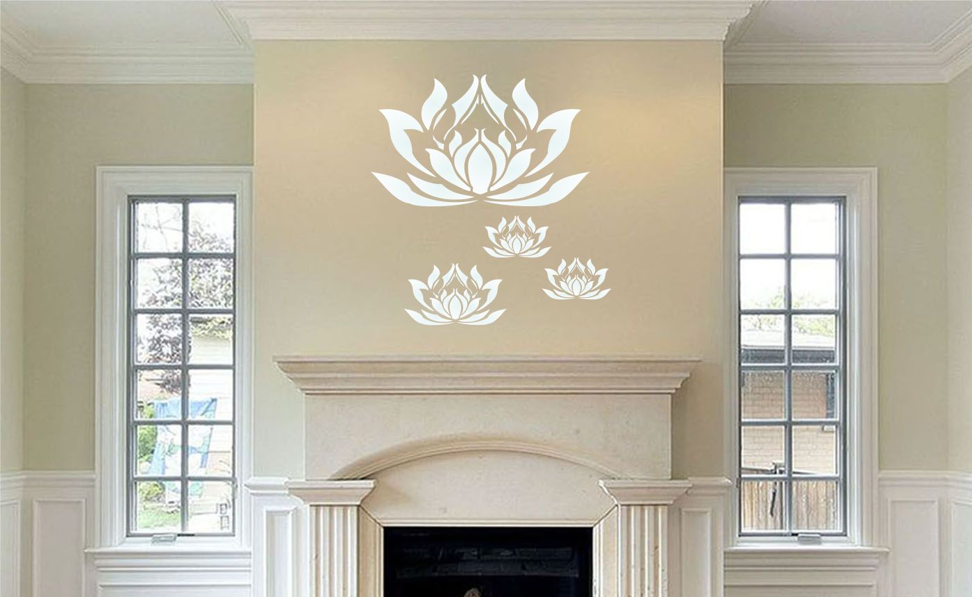 Lotus Flower Stencil- Stylized Oriental Asian Lotus Bloom