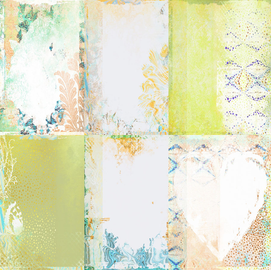 Shabby Blender Rice Paper- 6 Unique Printed Mulberry Paper Pages 30gsm