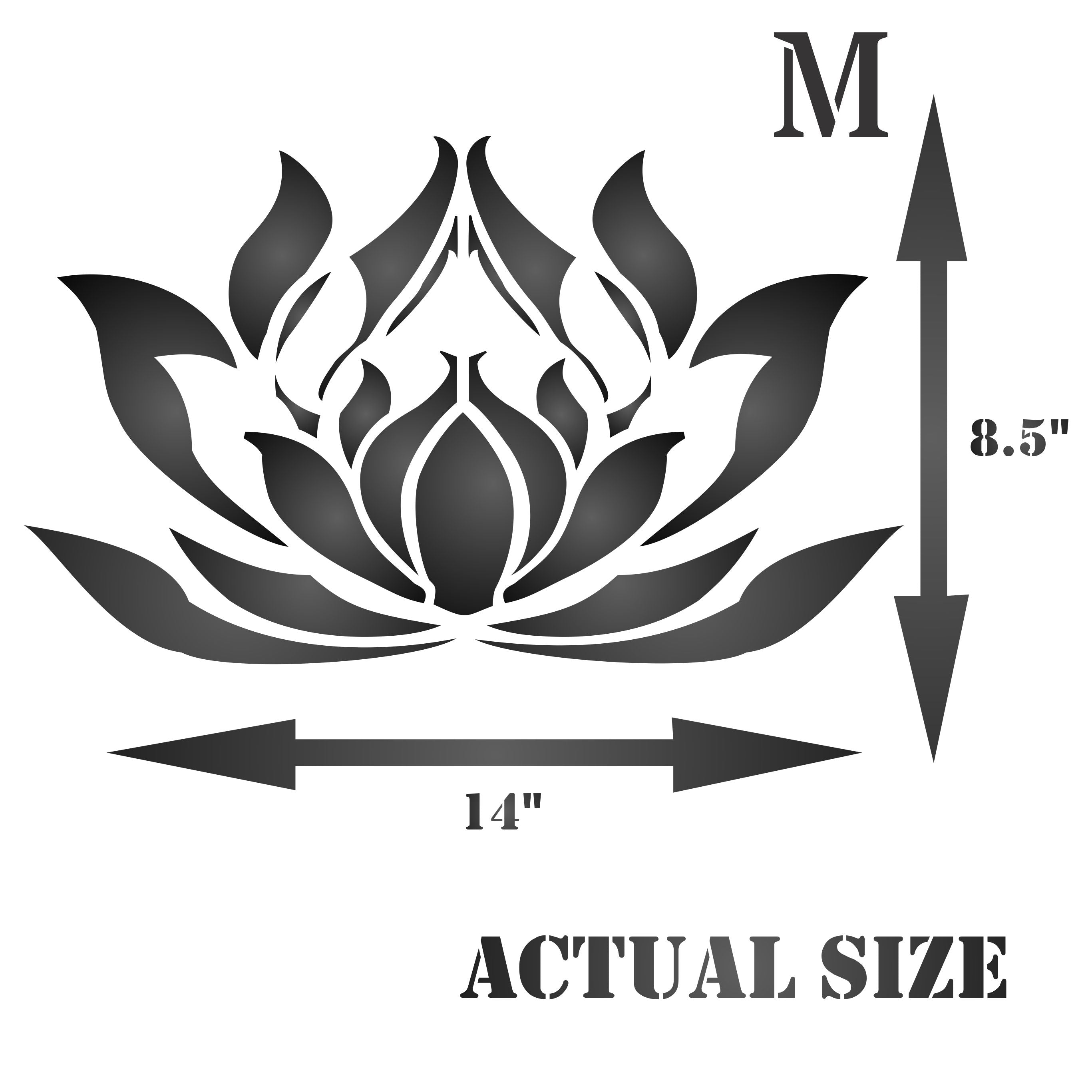 Lotus Flower Stencil- Stylized Oriental Asian Lotus Bloom