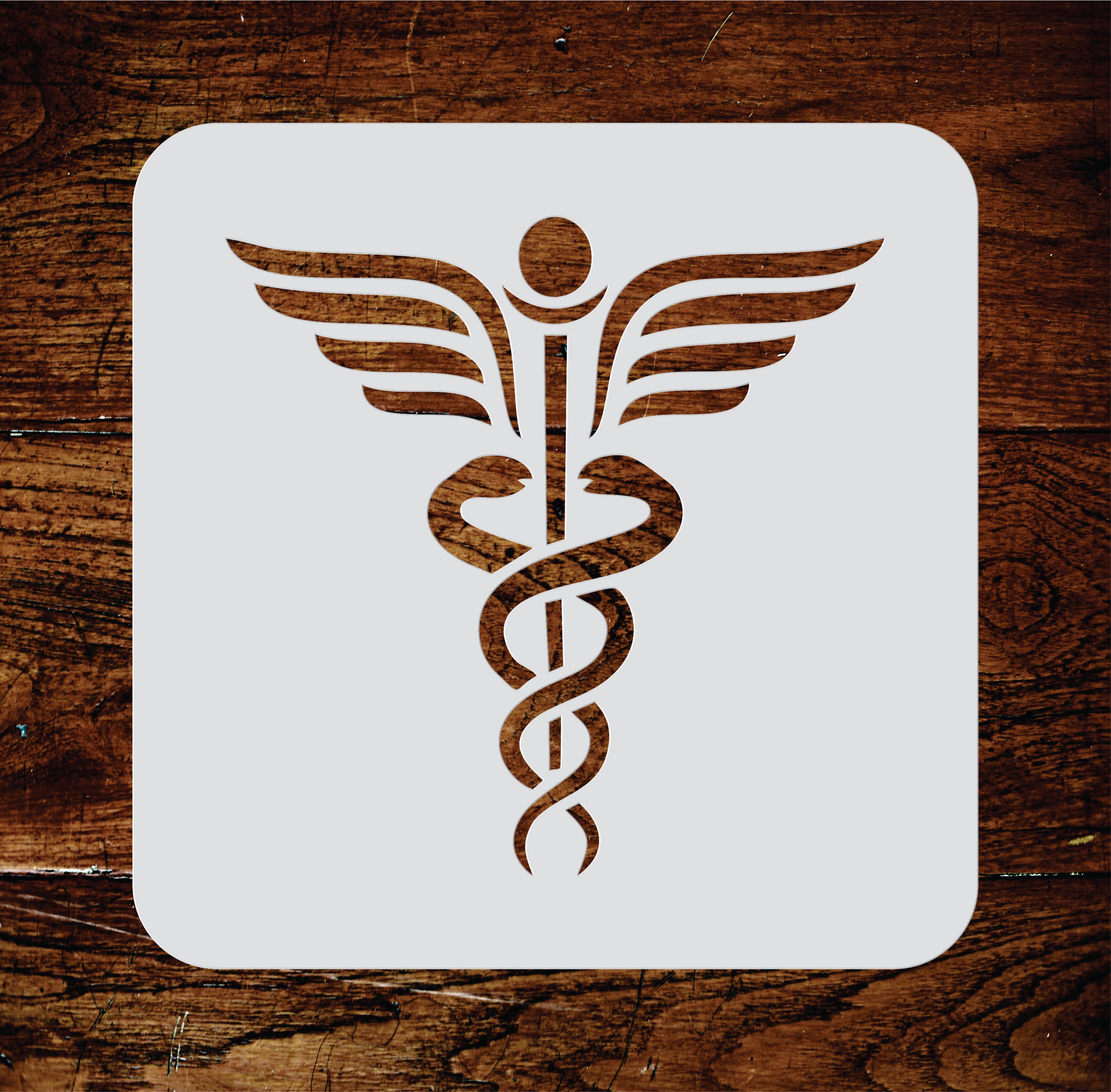 Caduceus Stencil - Staff of Hermes Medical Symbol