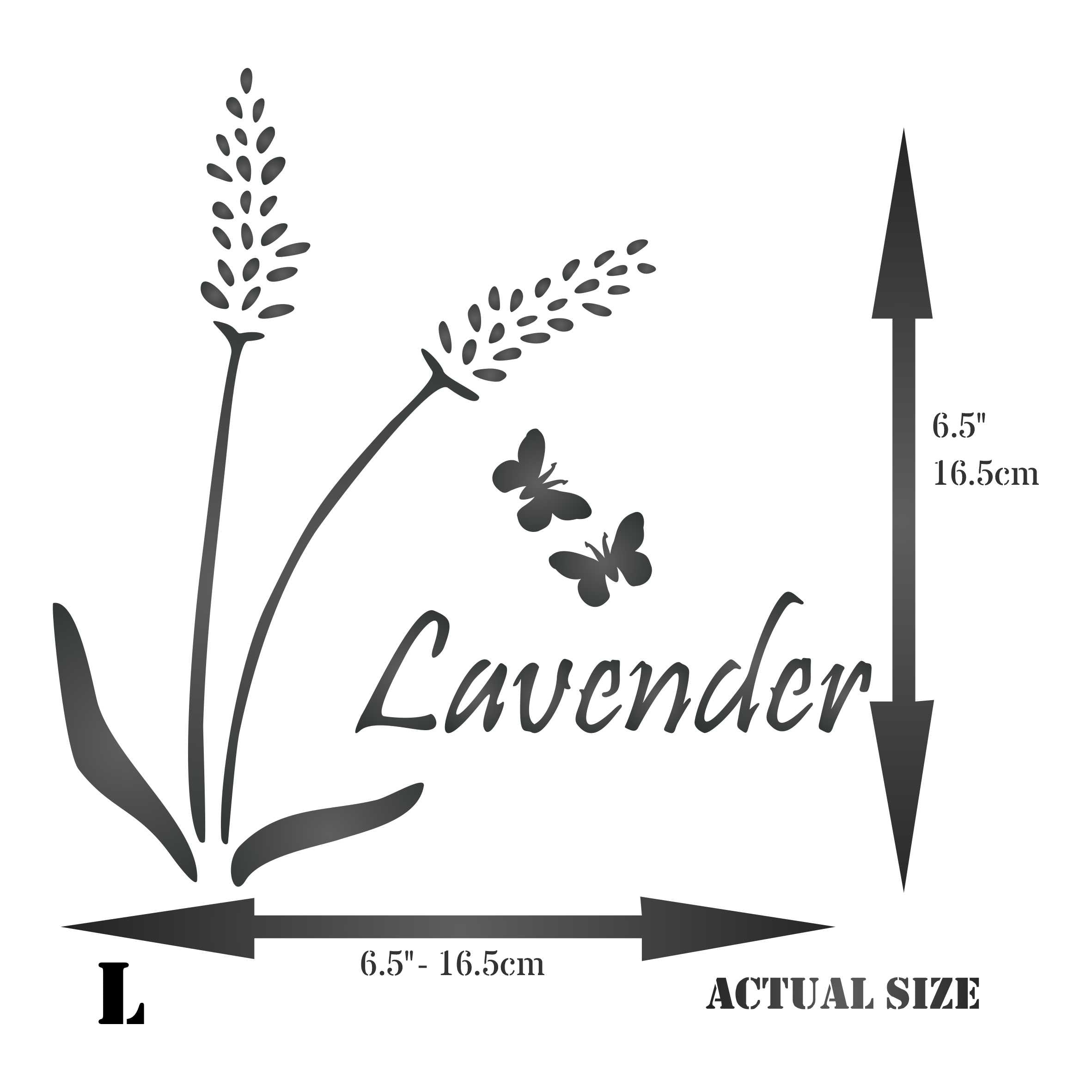 Lavender Stencil - Vintage Floral Flower Herb Word