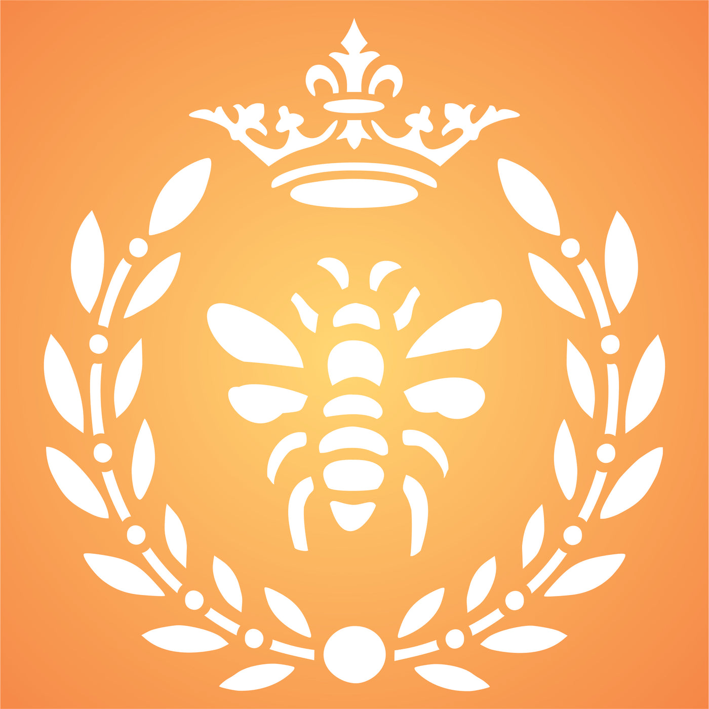 French Bee Stencil - Crown Laurel Wreath French Country Bee