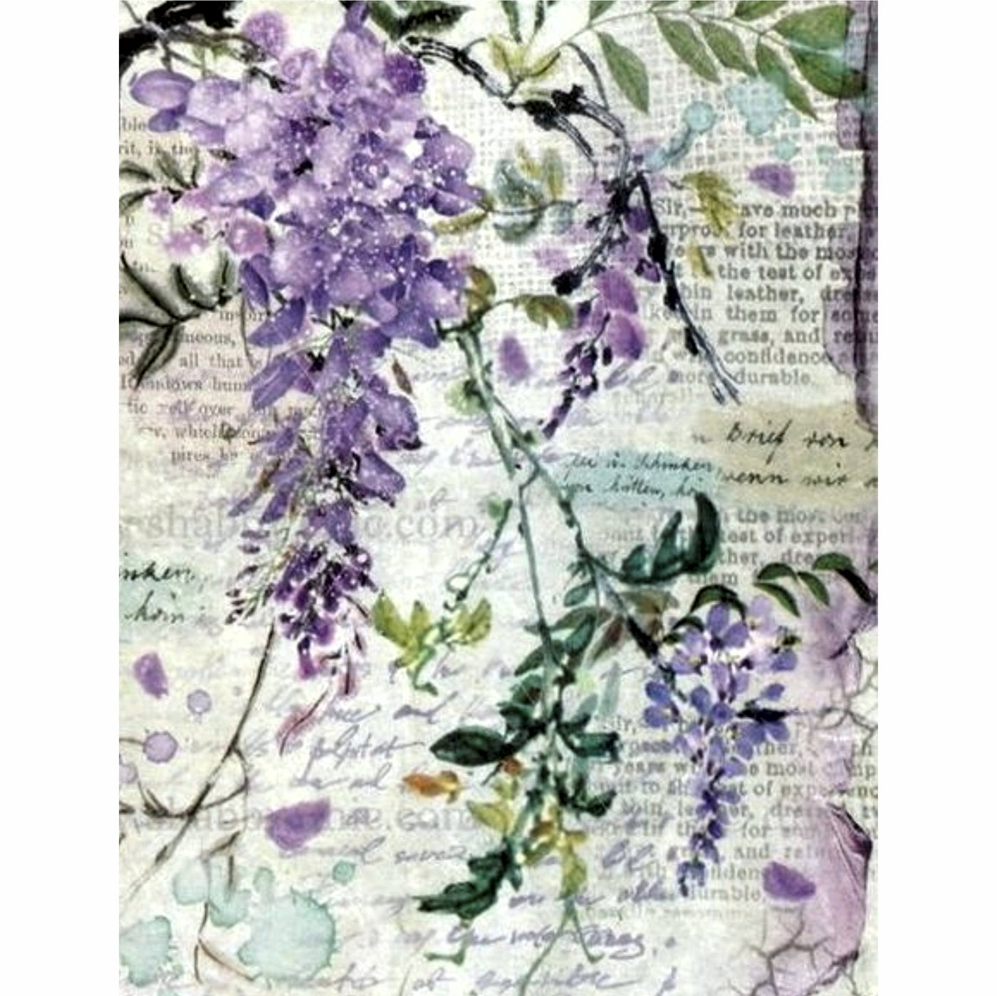 Lilac Theme Rice Paper- 6 x Different Printed Mulberry Paper Images 30gsm