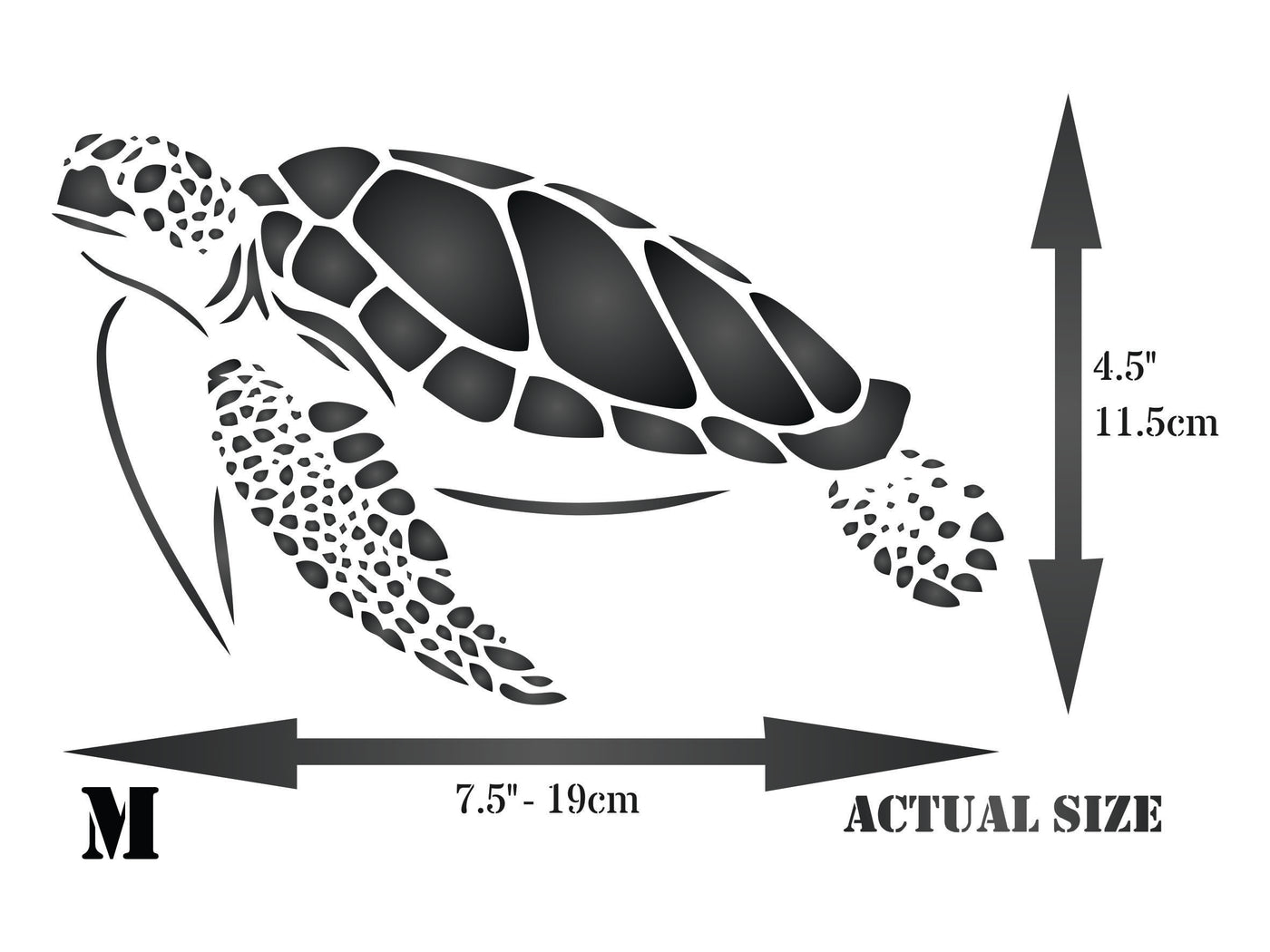 Sea Turtle Stencil - Sea Ocean Nautical Seashore Reef Fish