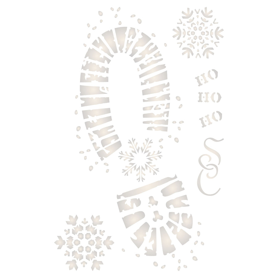 Santas Footprint Stencil - Christmas Decoration Boot Print Snowflakes