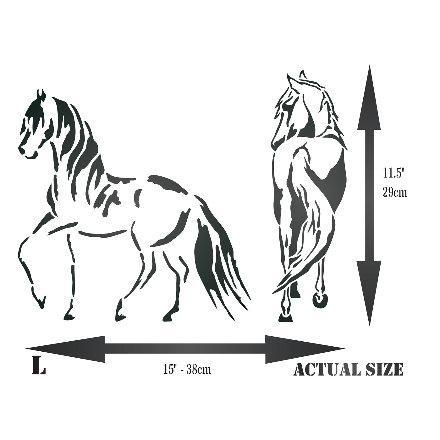 Wild Horses Stencil - Decorative Farm Animal Equine Pony Horse