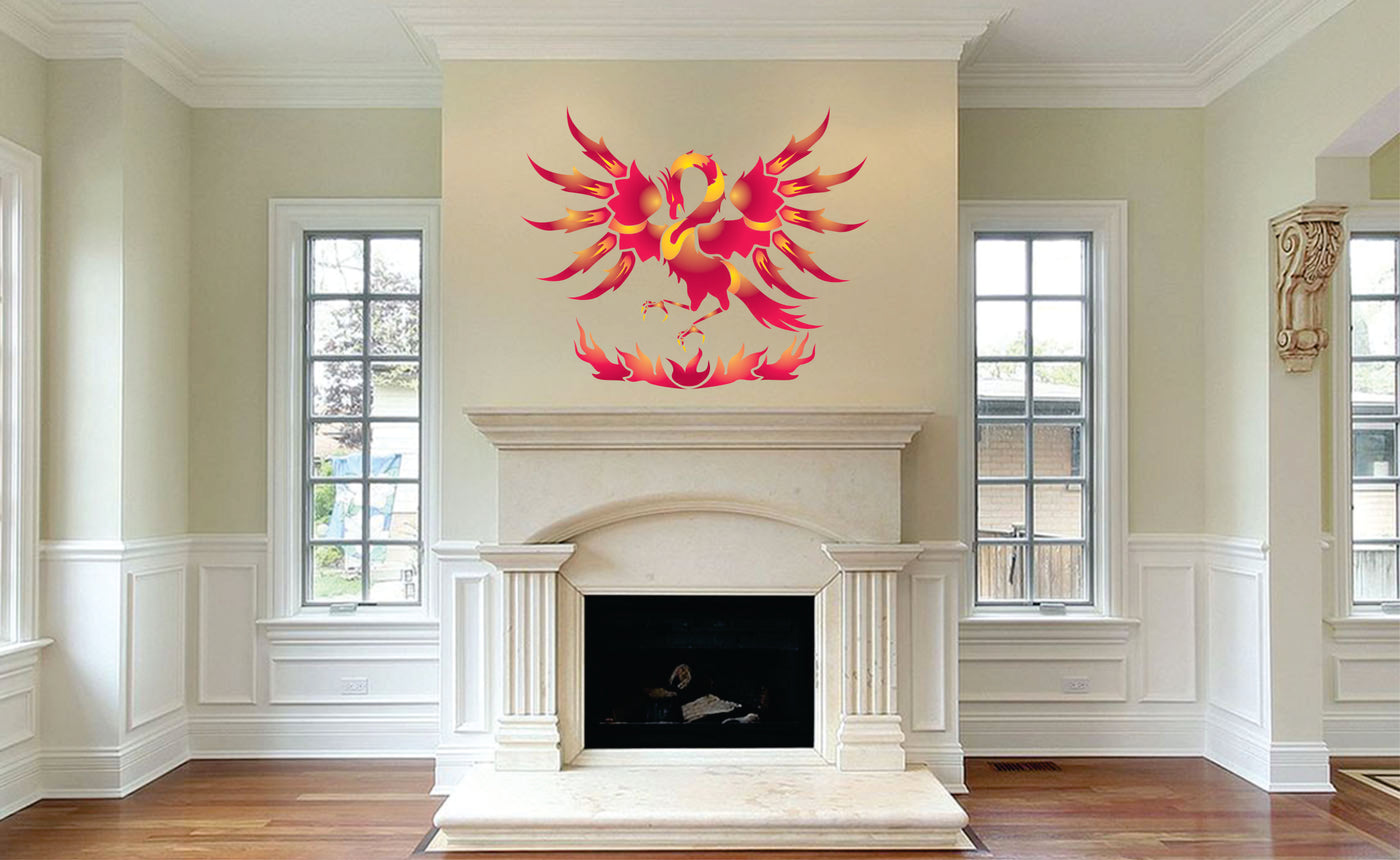 Phoenix Stencil - Classic Mythical Dragon Art Decor