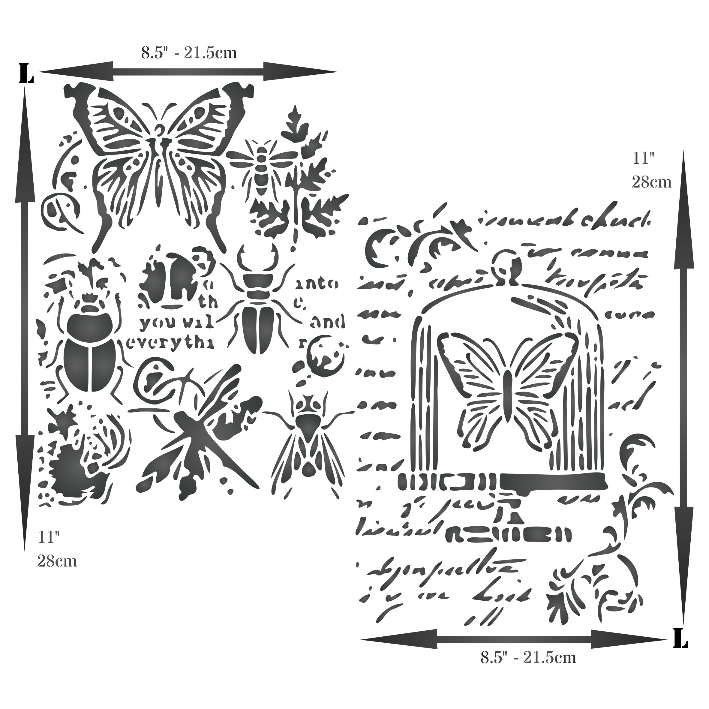 Insects Stencil (2pc) - Use Layering to add Texture and Design