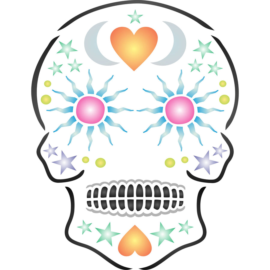 Sugar Skull Stencil - Halloween Day of The Dead Decor