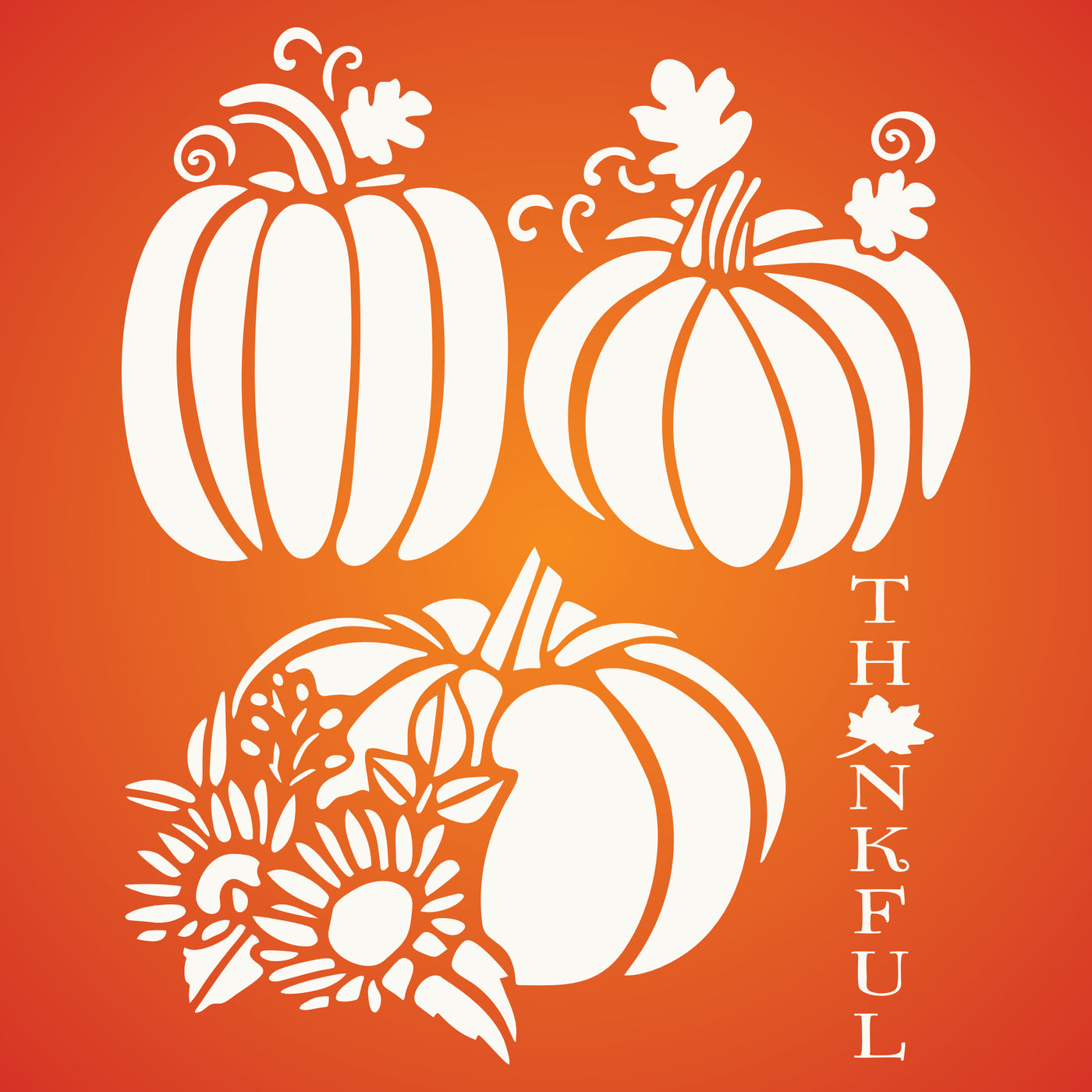 Thanksgiving Pumpkins Stencil - Halloween Decoration Cards Posters