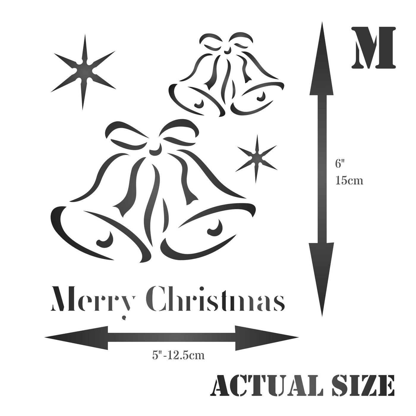 Christmas Bells Stencil - Bell Christmas Cards or Decorations
