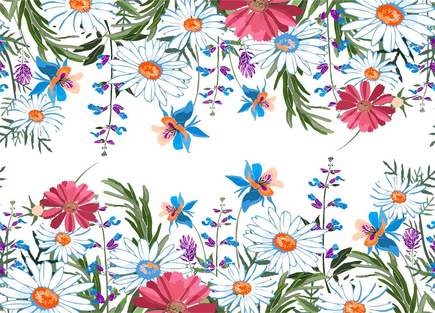 Daisy Border Rice Paper- 3 Sheets Printed Mulberry Paper Border 36gsm