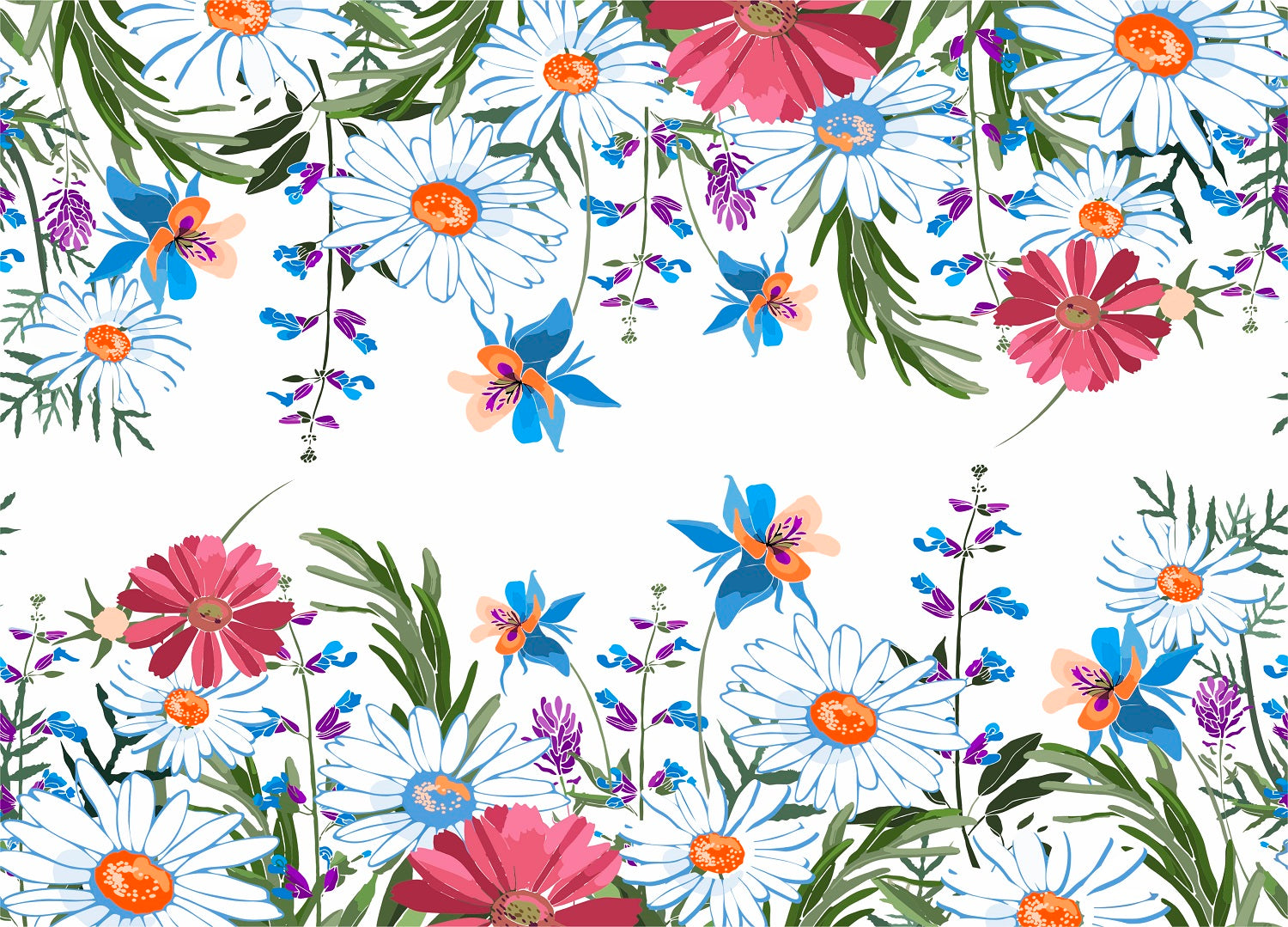 Daisy Border Rice Paper- 3 Sheets Printed Mulberry Paper Border 36gsm