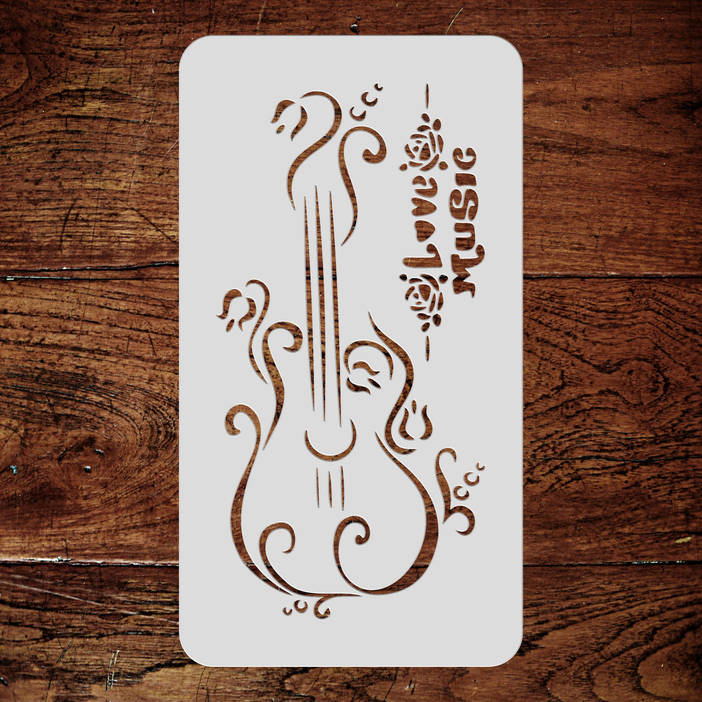 Love Music Stencil - Decorative Guitar Words Music