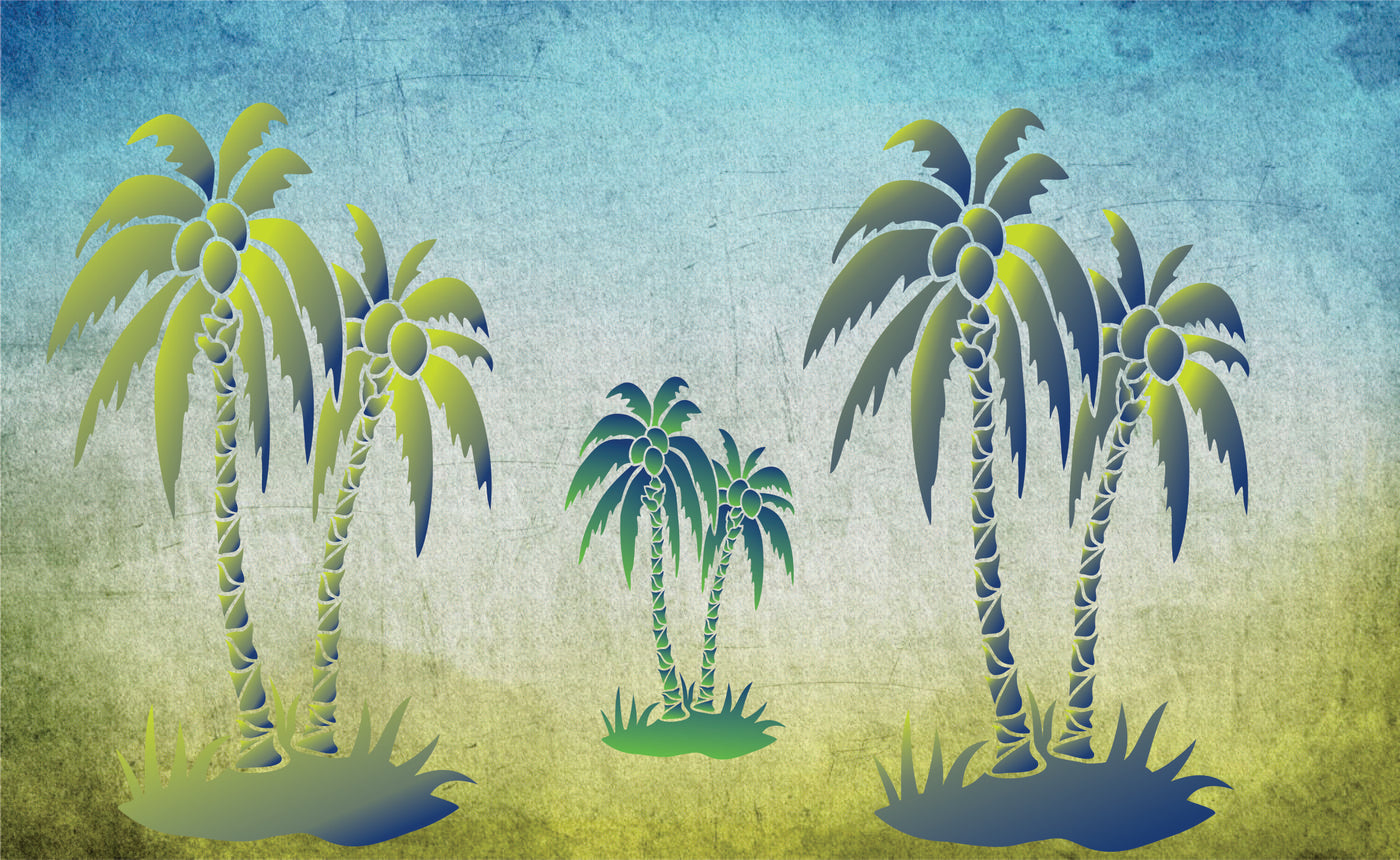 Palm Trees Stencil - Tropical Island Coconut Trees