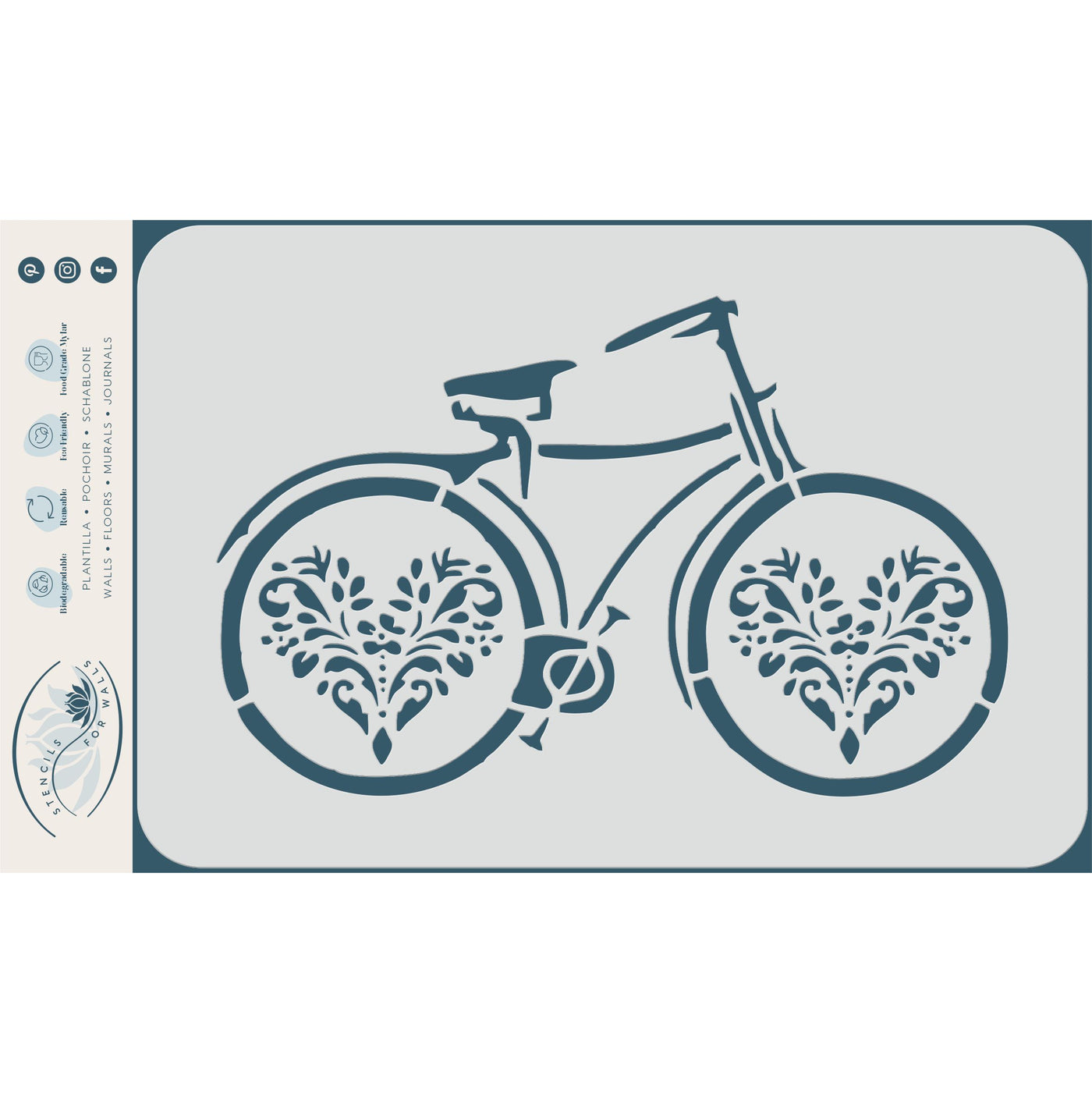 Vintage Bicycle Stencil - Classic Flowery Cycle Design