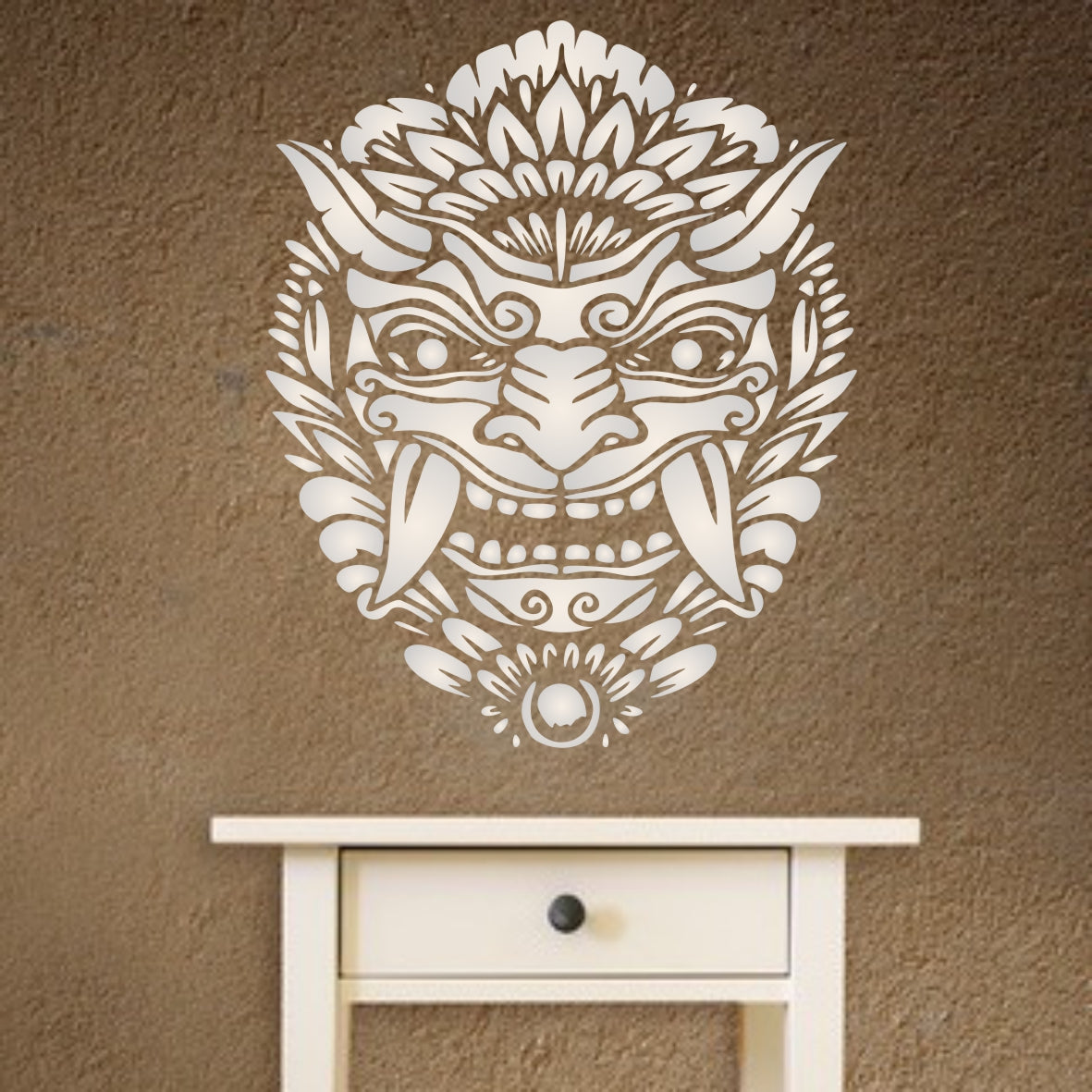 Barong Mask Stencil - Balinese Mythology Panther