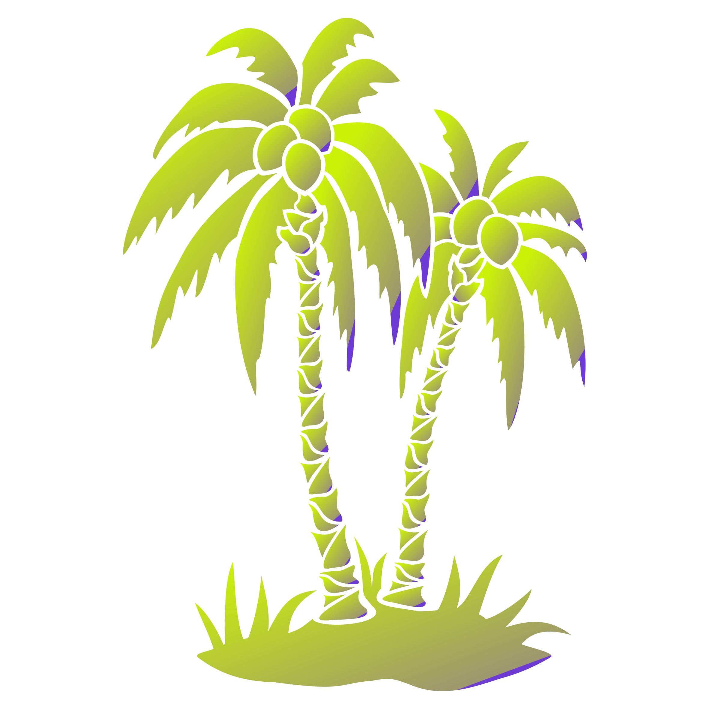 Palm Trees Stencil - Tropical Island Coconut Trees