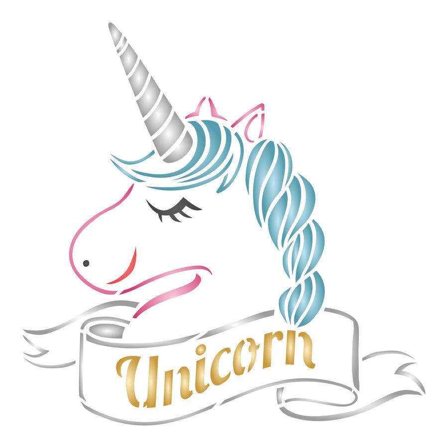 Unicorn Stencil - Childs Magical Horse Pony Unicorn Head