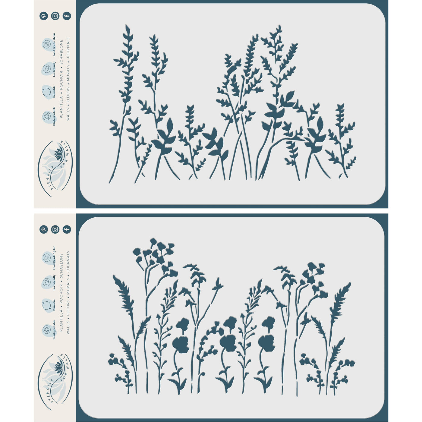 Grasses Stencil (2pc)- Use Border Layering to add Texture and Design