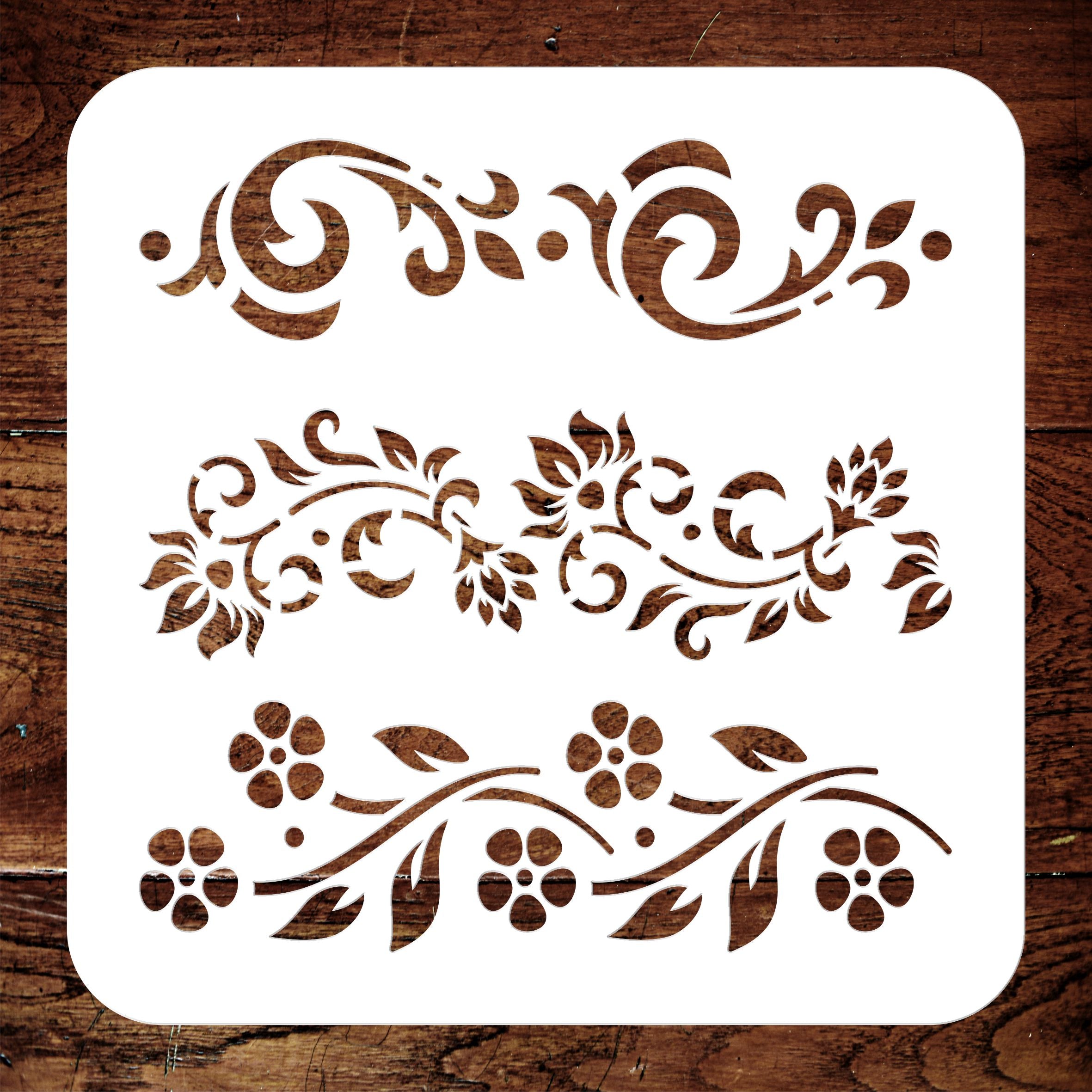 Vintage Borders Stencil - Classic Flower Border Design