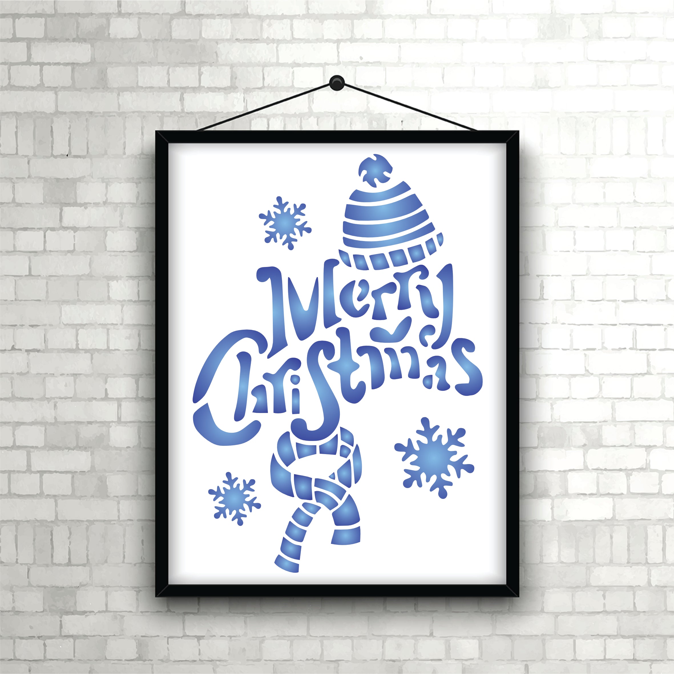 Merry Christmas Stencil - Sign Poster Card Christmas Greeting