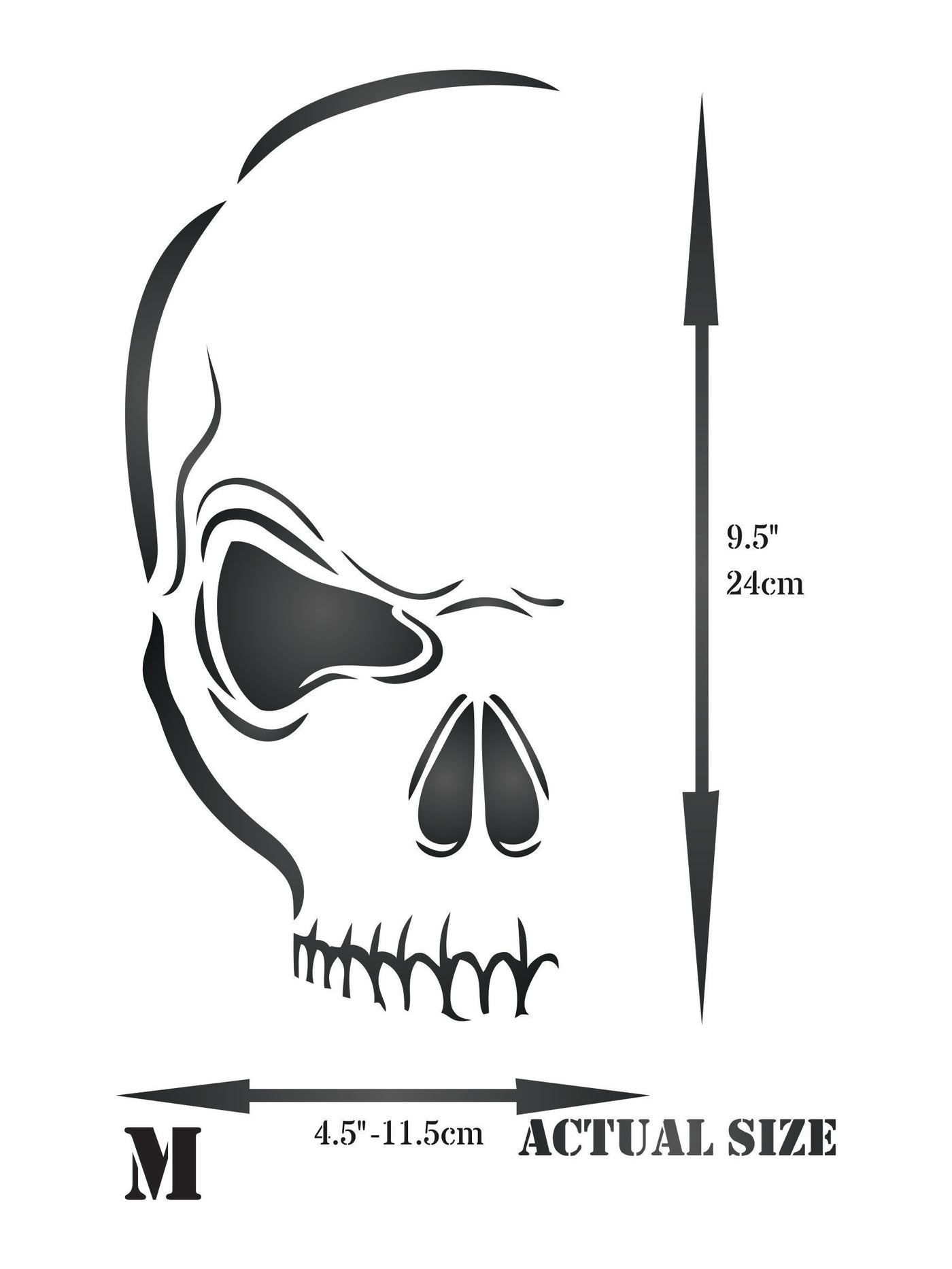 Halloween Evil Skull Stencil - Scary Half Head Skull Decorative