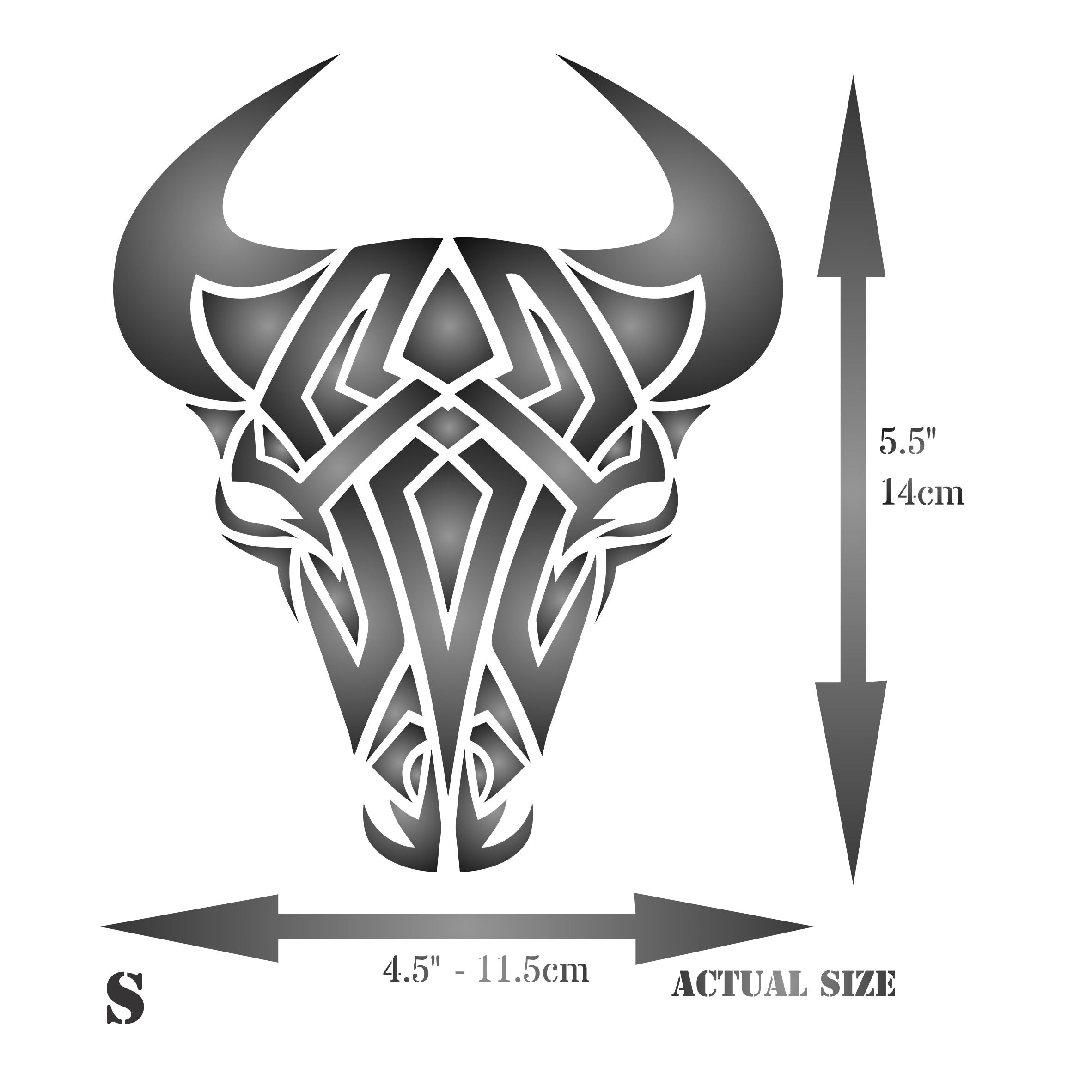 Tribal Bull Stencil - Cow Tattoo Bull Head Skull