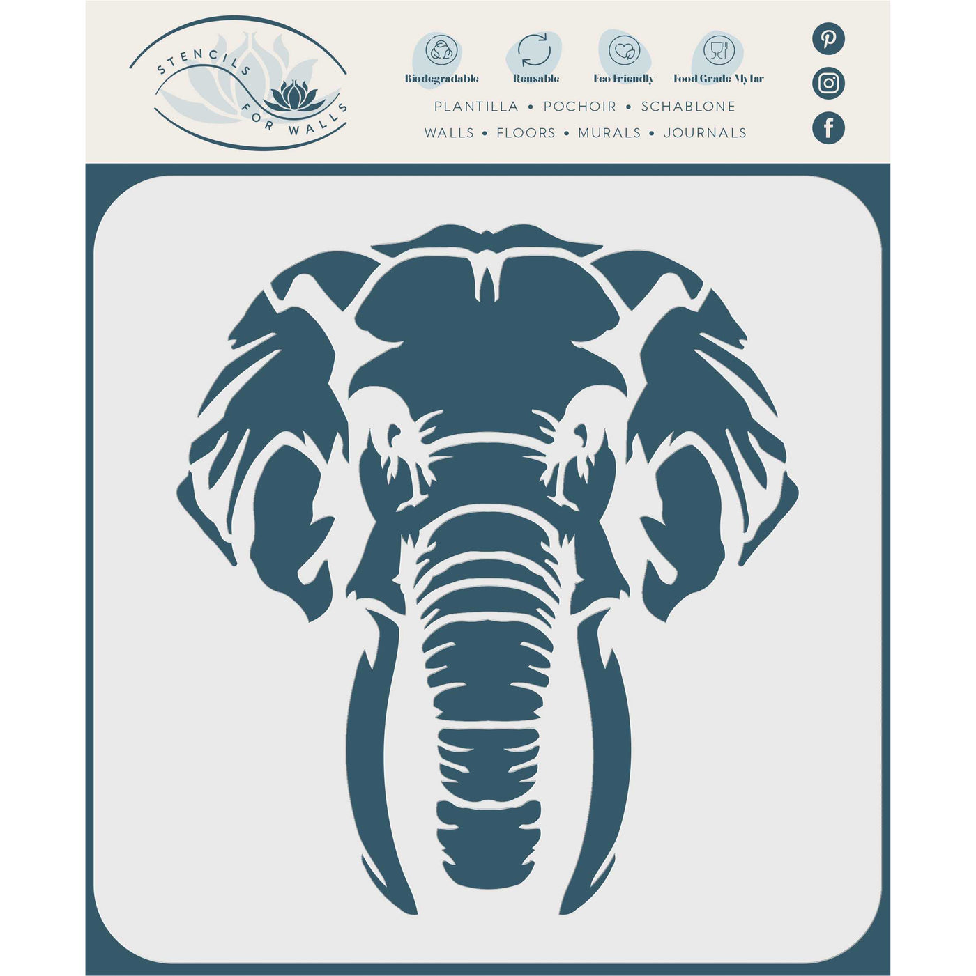 Elephant Head Stencil - African Big Five Animal Wildlife