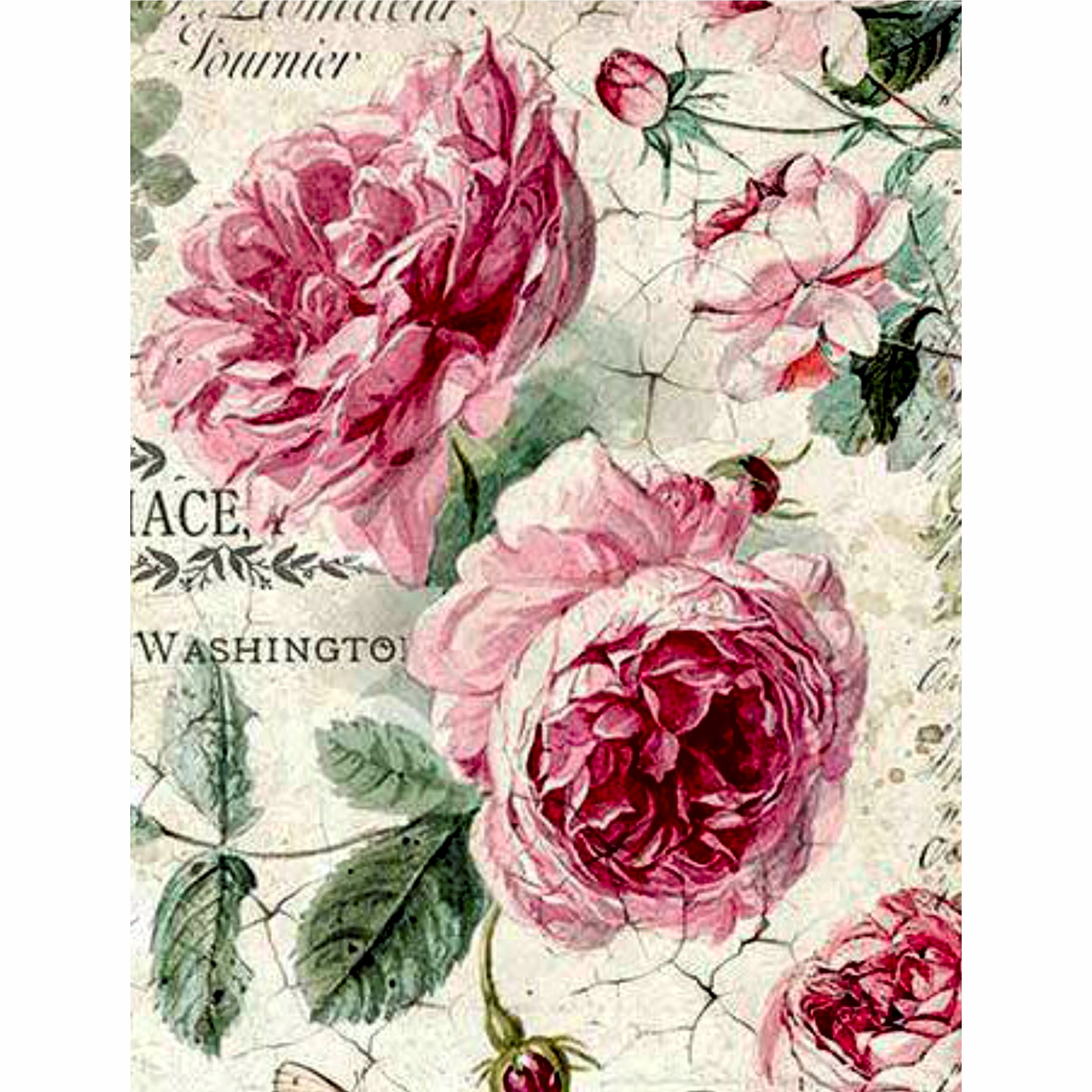 Vintage Flower Theme Rice Paper- 6 x Printed Mulberry Paper Images 30gsm