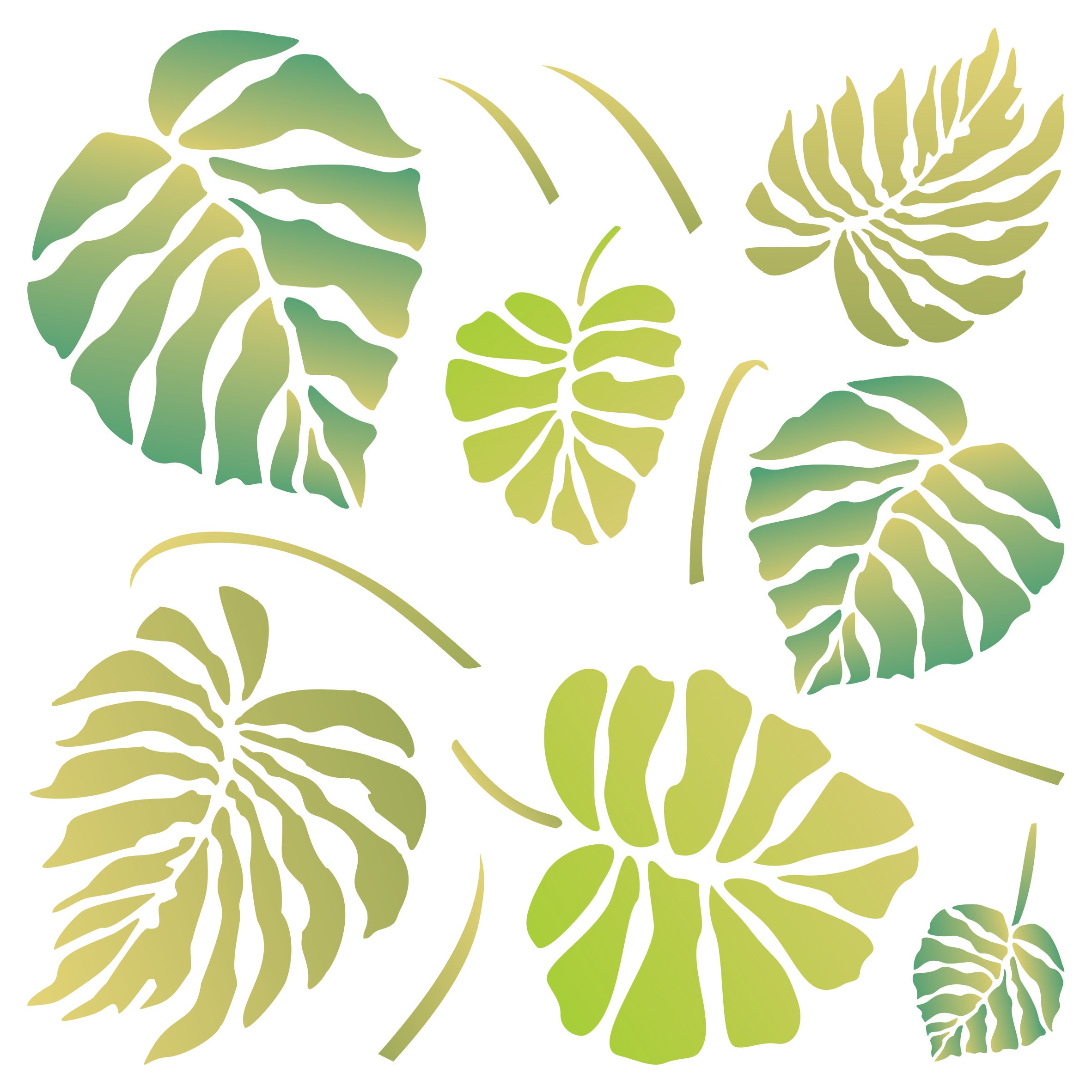 monstera leaf stencil Monstera Leaves Stencil - Large Tropical Philodendron